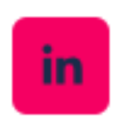 LinkedIn logo with a pink background and blue text