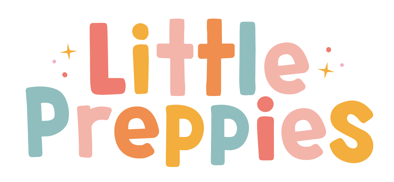 Colorful text reading 'Little Preppies' with small star and dot decorations around the words.