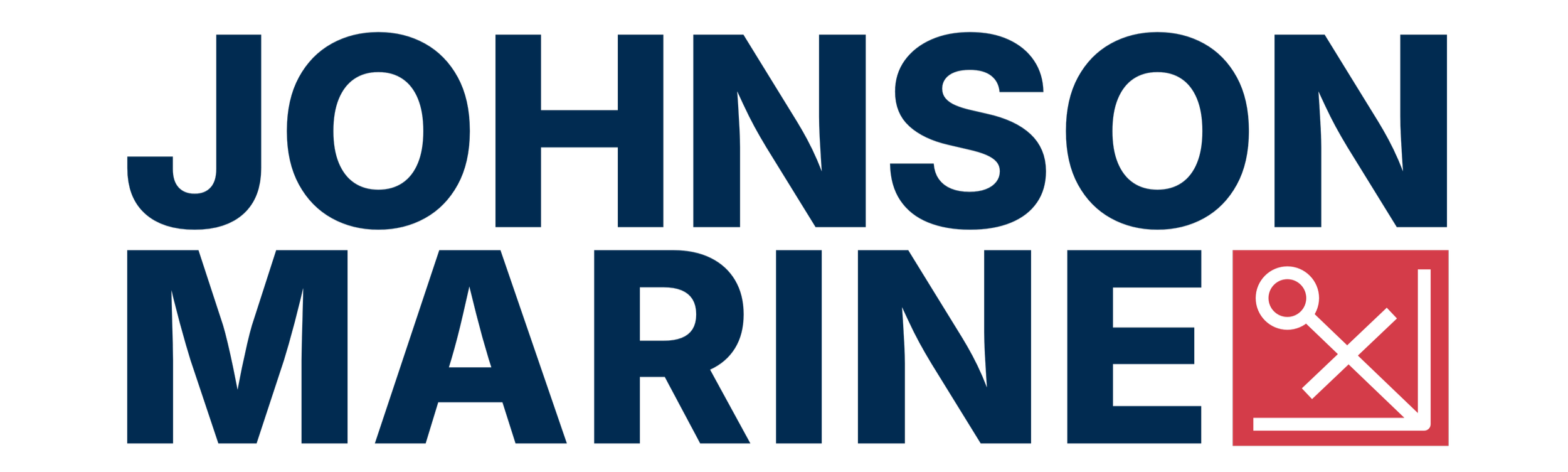 Johnson Marine campaign logo with bold blue text and red safety icon.