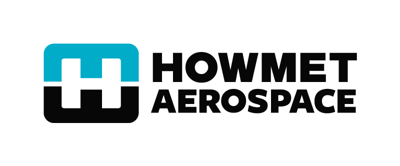Logo of Howmet Aerospace featuring a stylized blue and black geometric symbol and the company name in bold black letters.