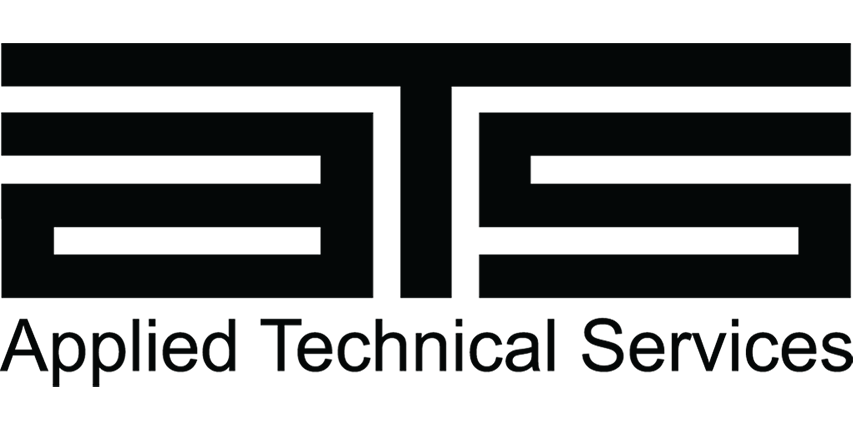 Black and white logo with the letters "ATS" and the words "Applied Technical Services" underneath.