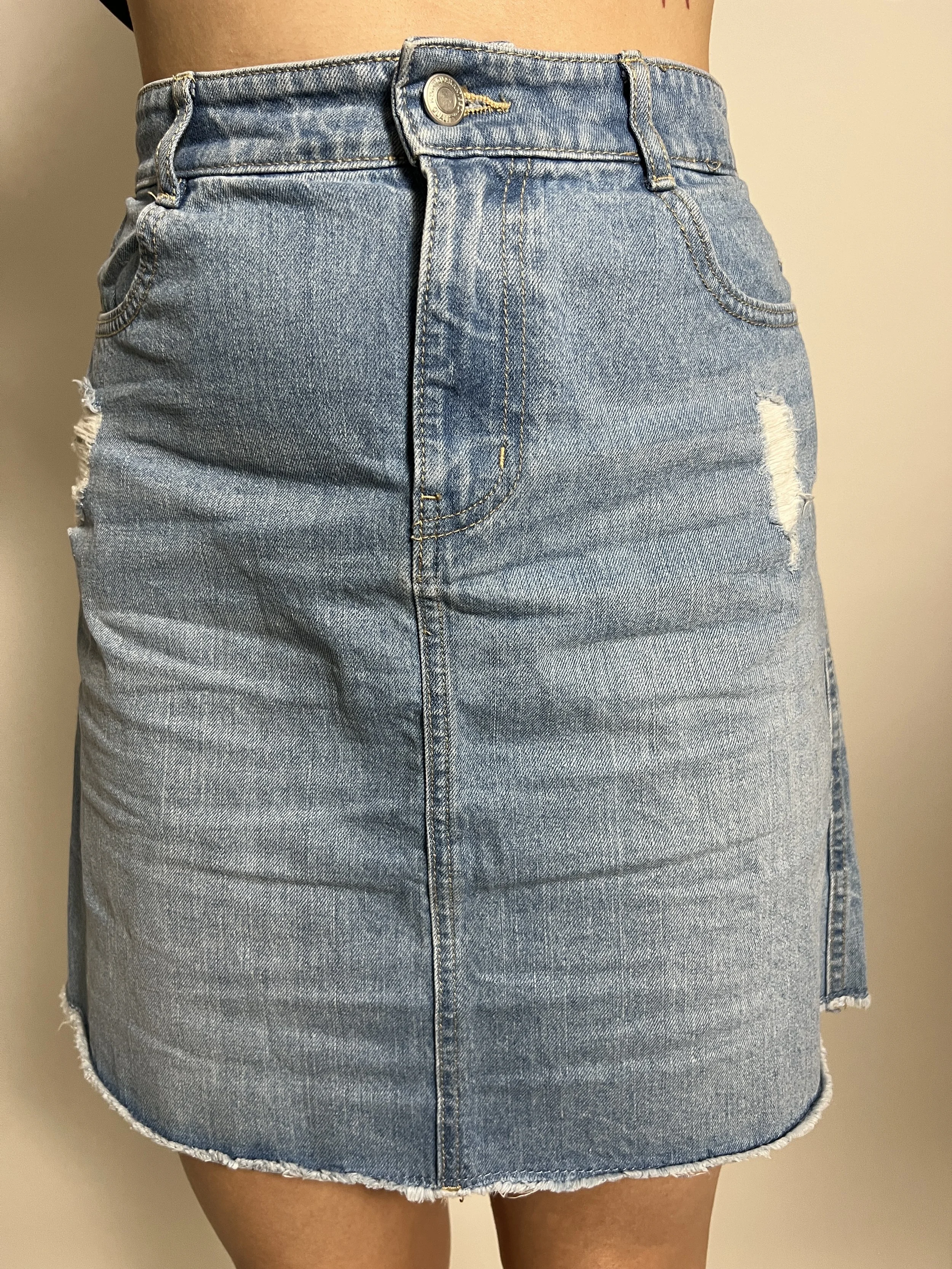 Scrunch back denim skirt