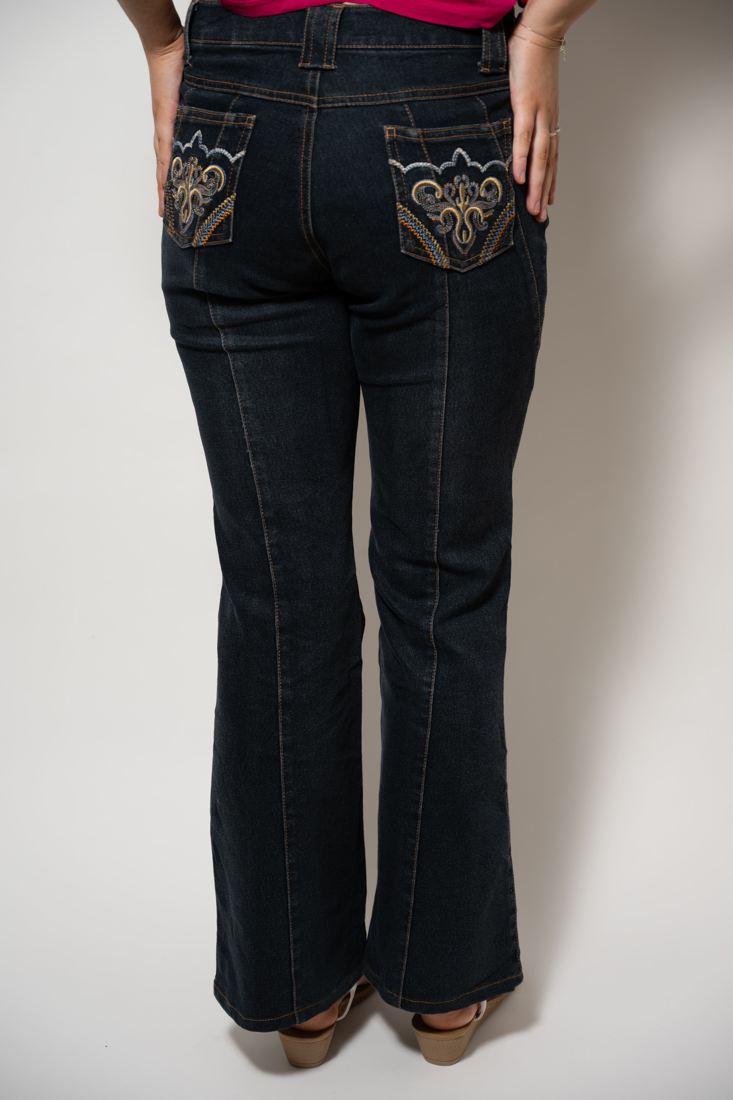 Embroidered pocket flares