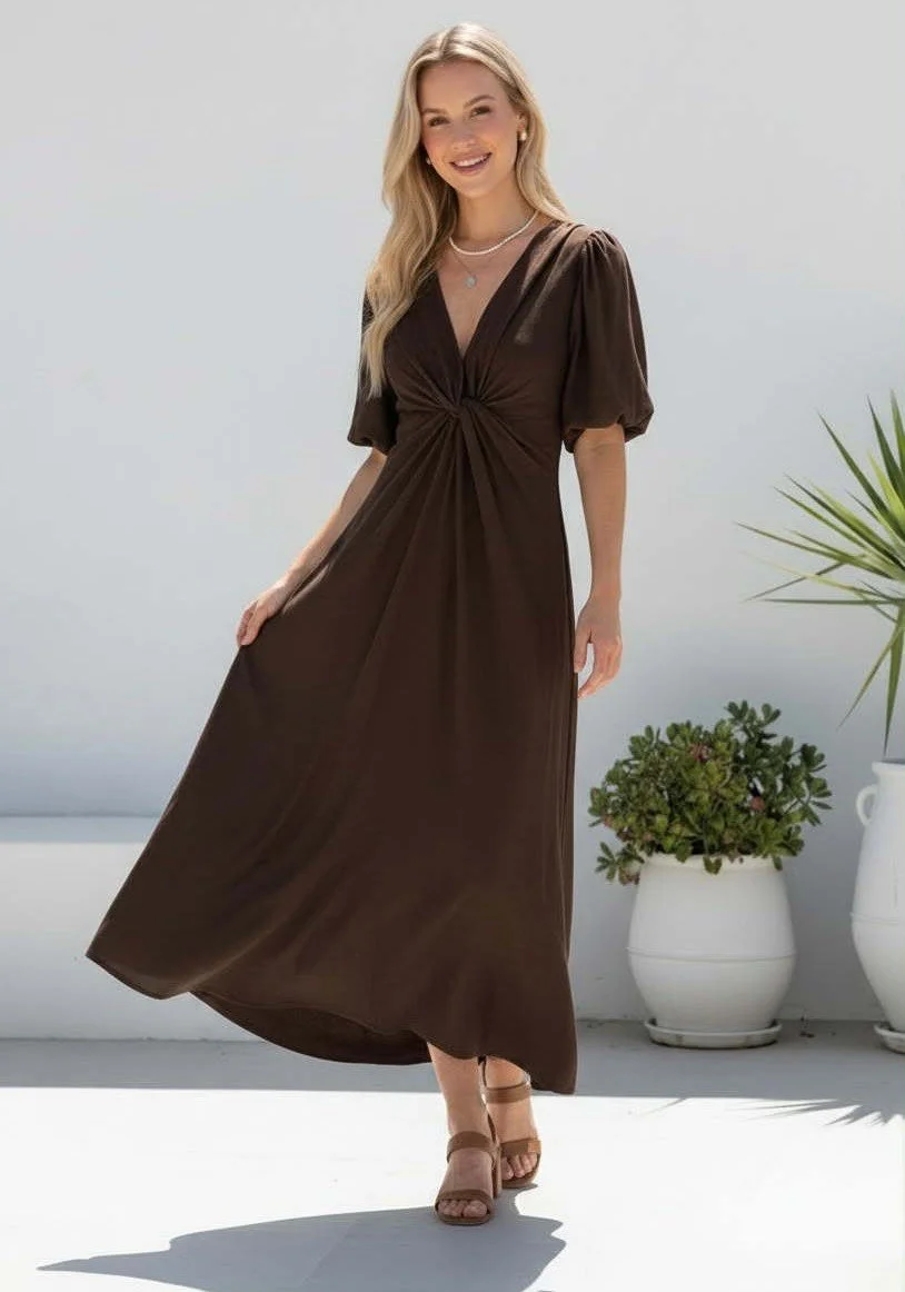 Irena Mocha Midi Dress