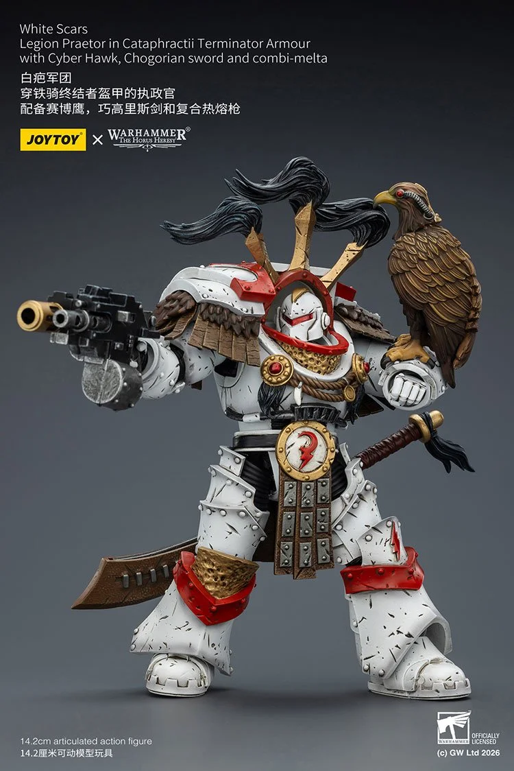 White Scars Legion Praetor in Cataphractii Terminator Armour with Cyber Hawk, Chogorian sword and combi-melta