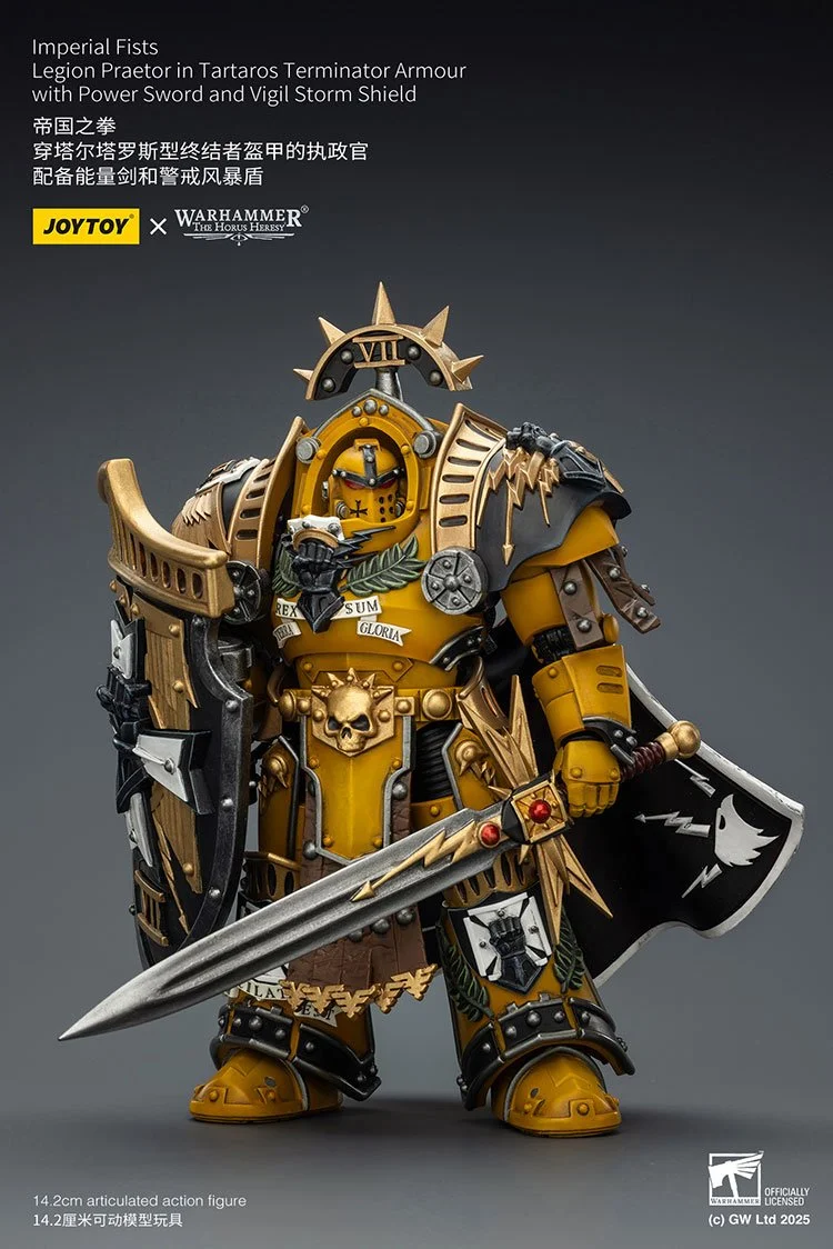 Imperial Fists Legion Praetor in Tartaros Terminator Armour with Power Sword and Vigil Storm Shield