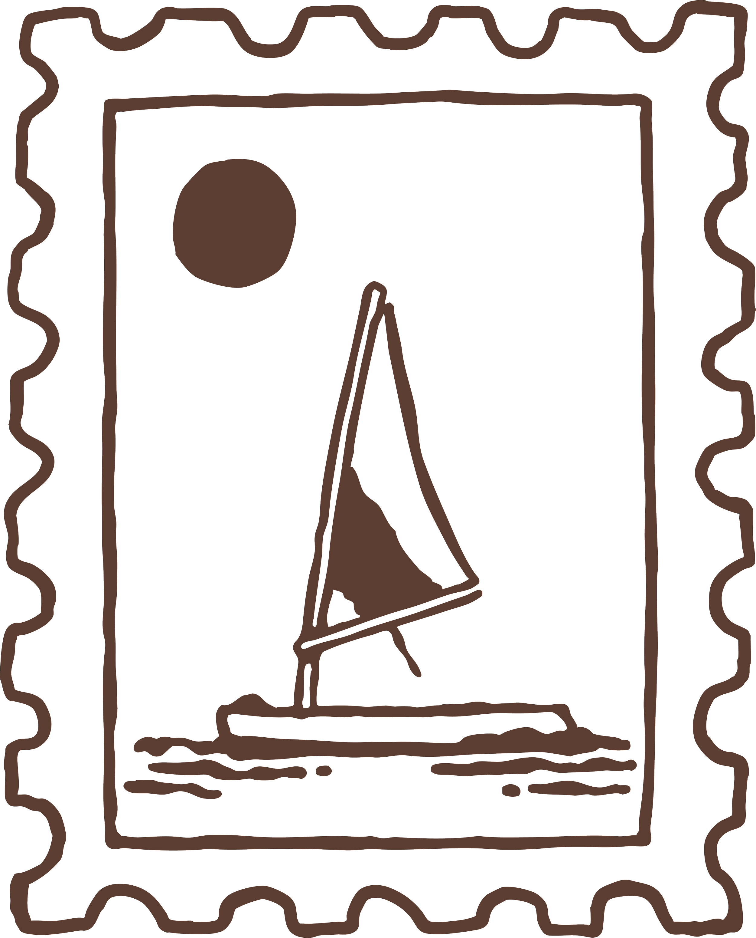Stamp with a picture of a sailboat