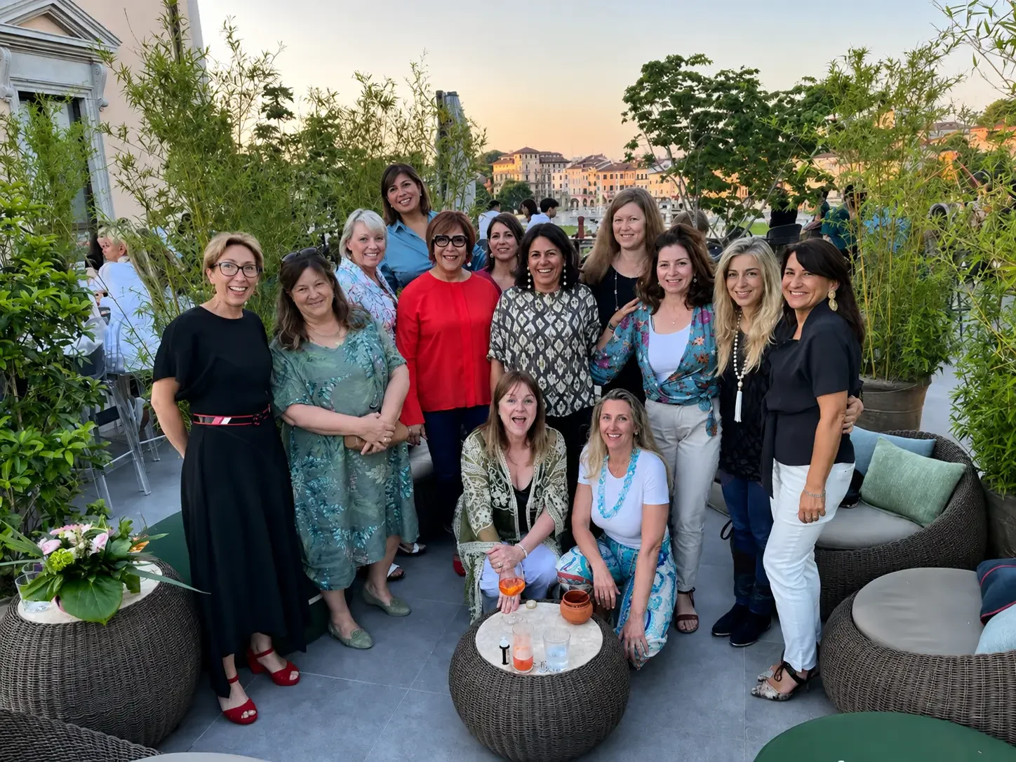 Group of International Ladies Group members gathered on a rooftop terrace in Padova.