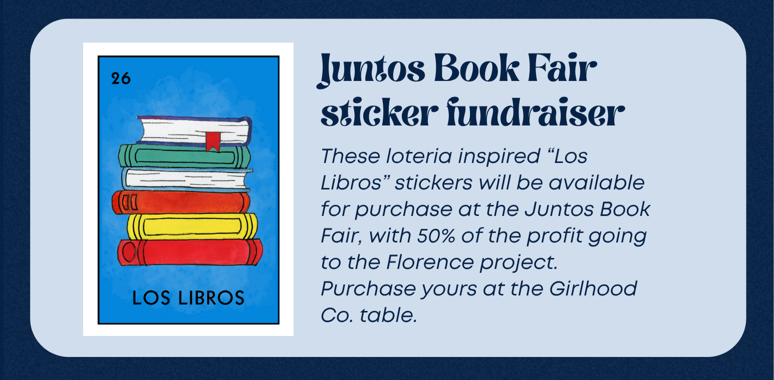 A colorful illustration of a stack of books with a blue background, featuring white, green, red, yellow, and red books. The text "LOS LIBROS" is written below the stack.