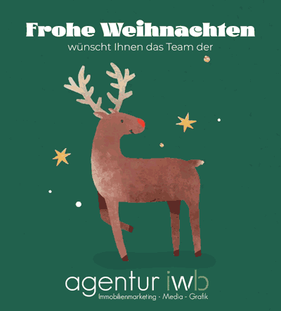 Animated Christmas greeting featuring a reindeer.