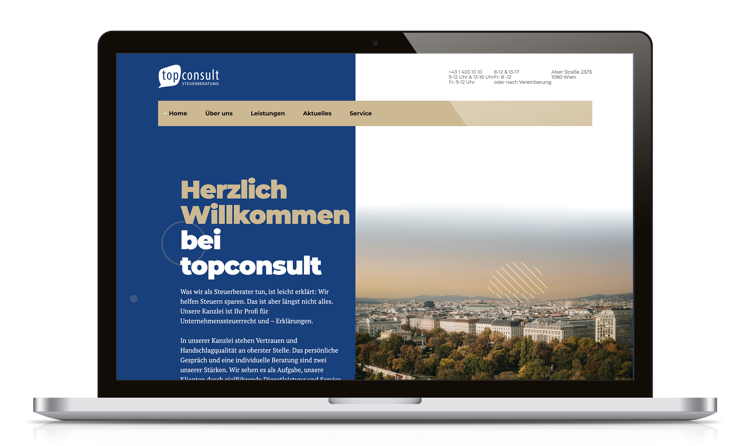 Responsive Topconsult website design shown on desktop.