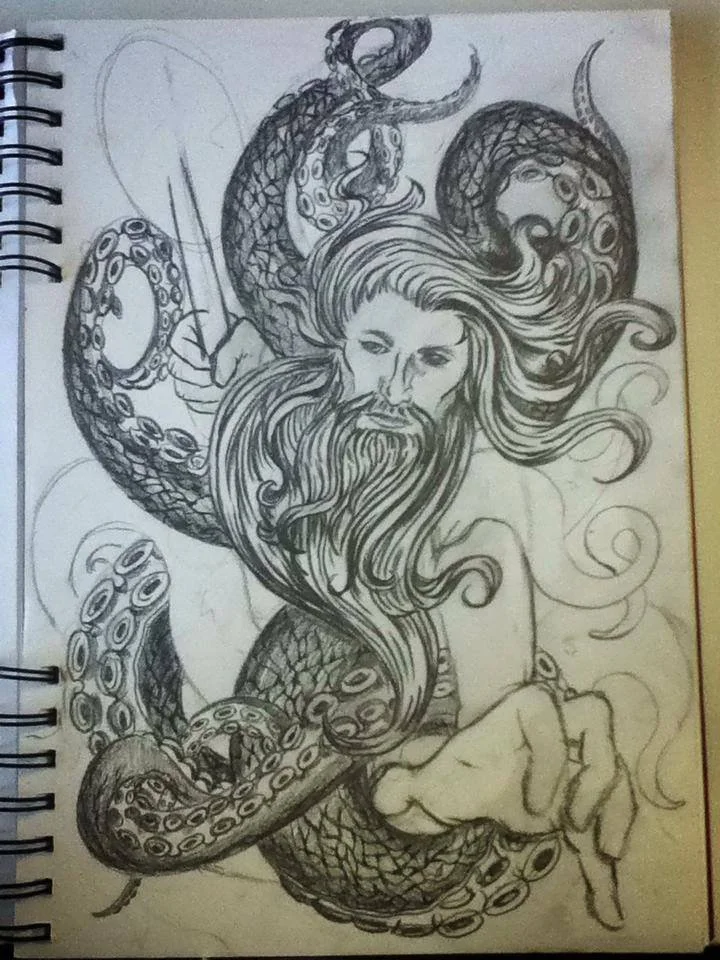 Pencil sketch for the Lake on Fire Festival 2014 poster illustration.
