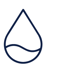 Simple line drawing of a water droplet with a curved line inside