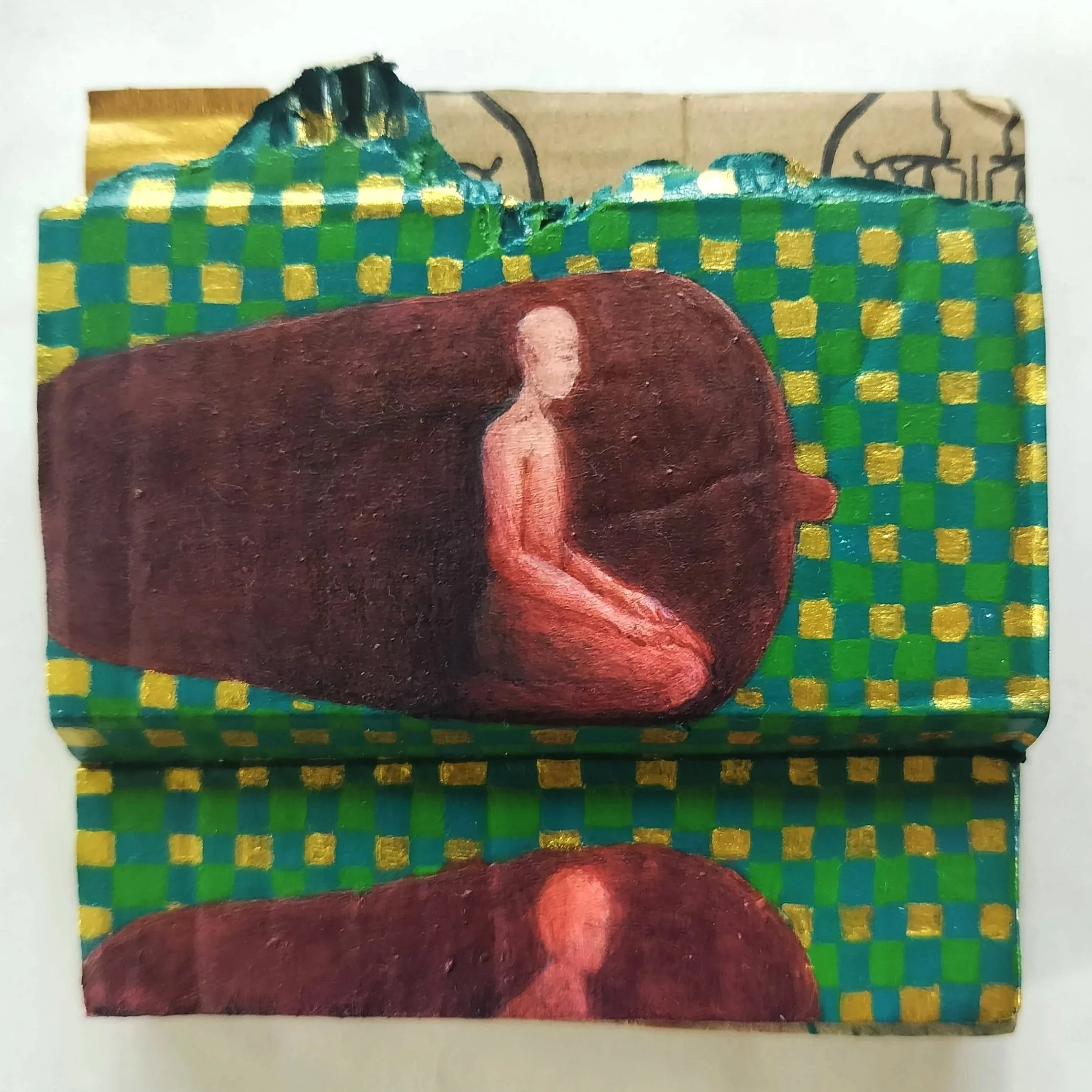 "Untitled" (2023) | Acrylic on cardboard collage | 10cm x 10cm