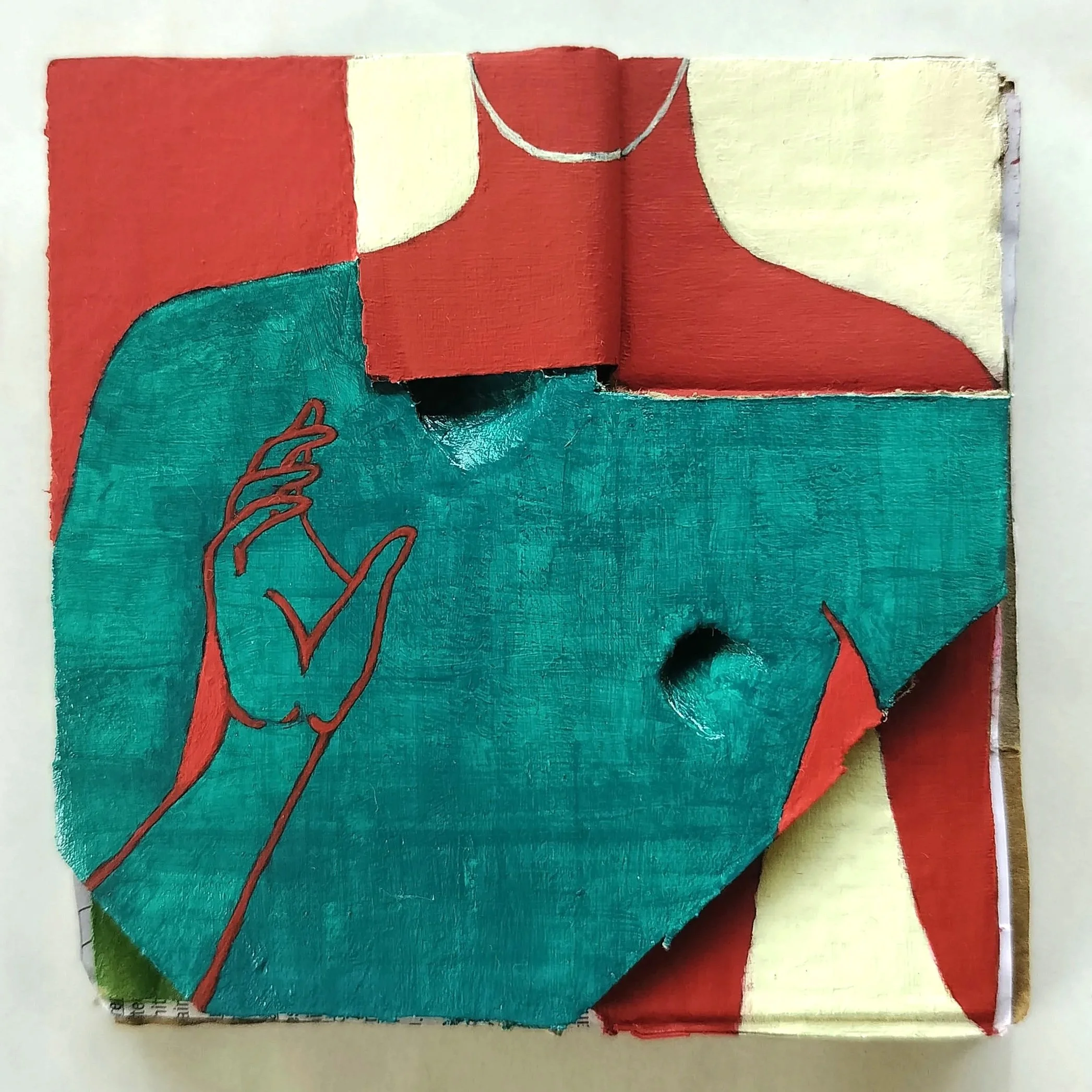 "Untitled" (2023) | Acrylic on cardboard collage | 10cm x 10cm