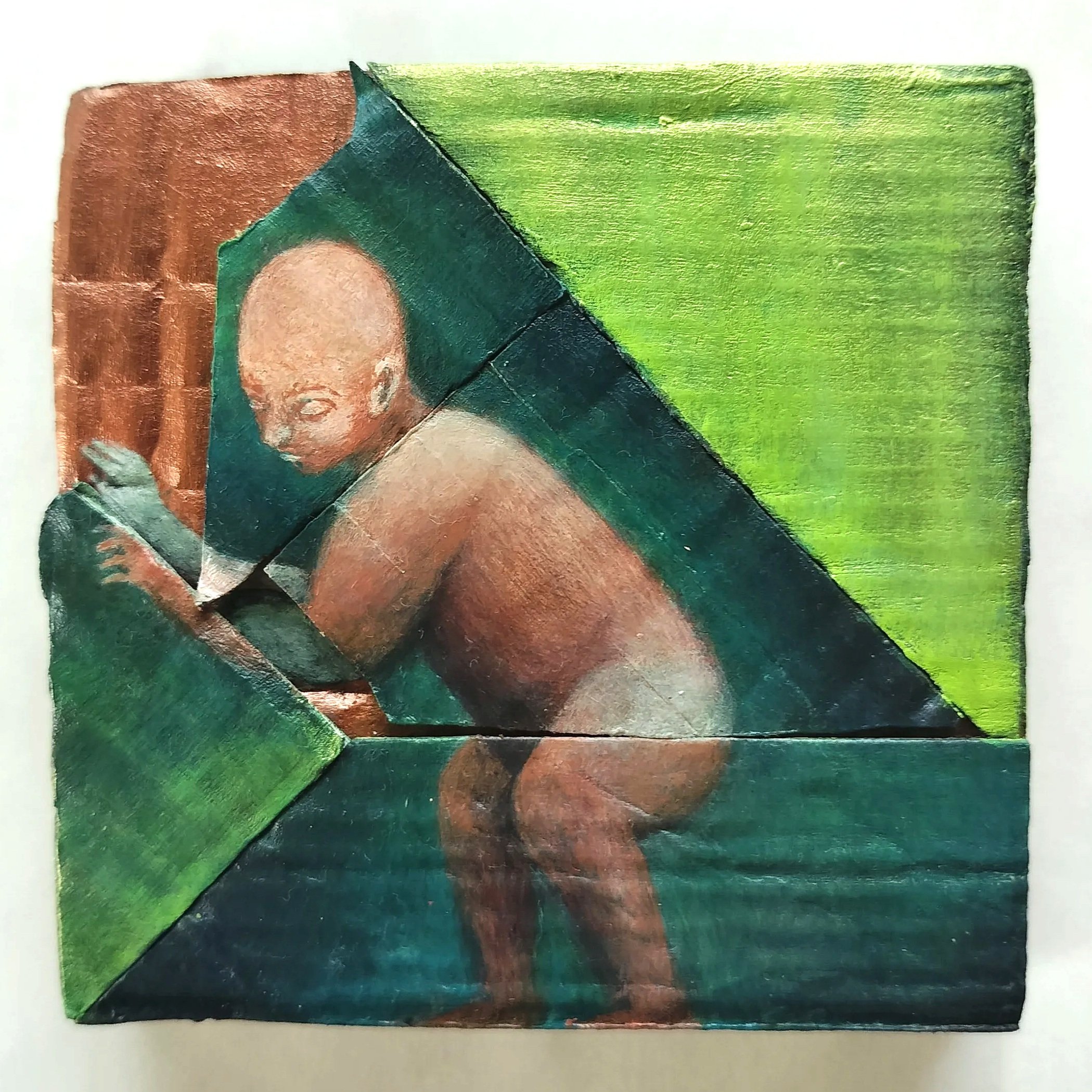 "Untitled" (2023) | Acrylic on cardboard collage | 10cm x 10cm