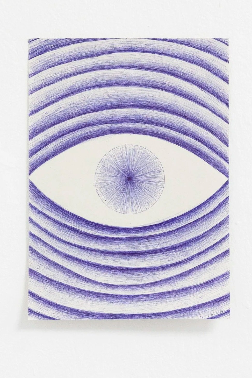 "Reveal (in blue)" (2024) | Blue ballpoint ink on recycled A4 paper