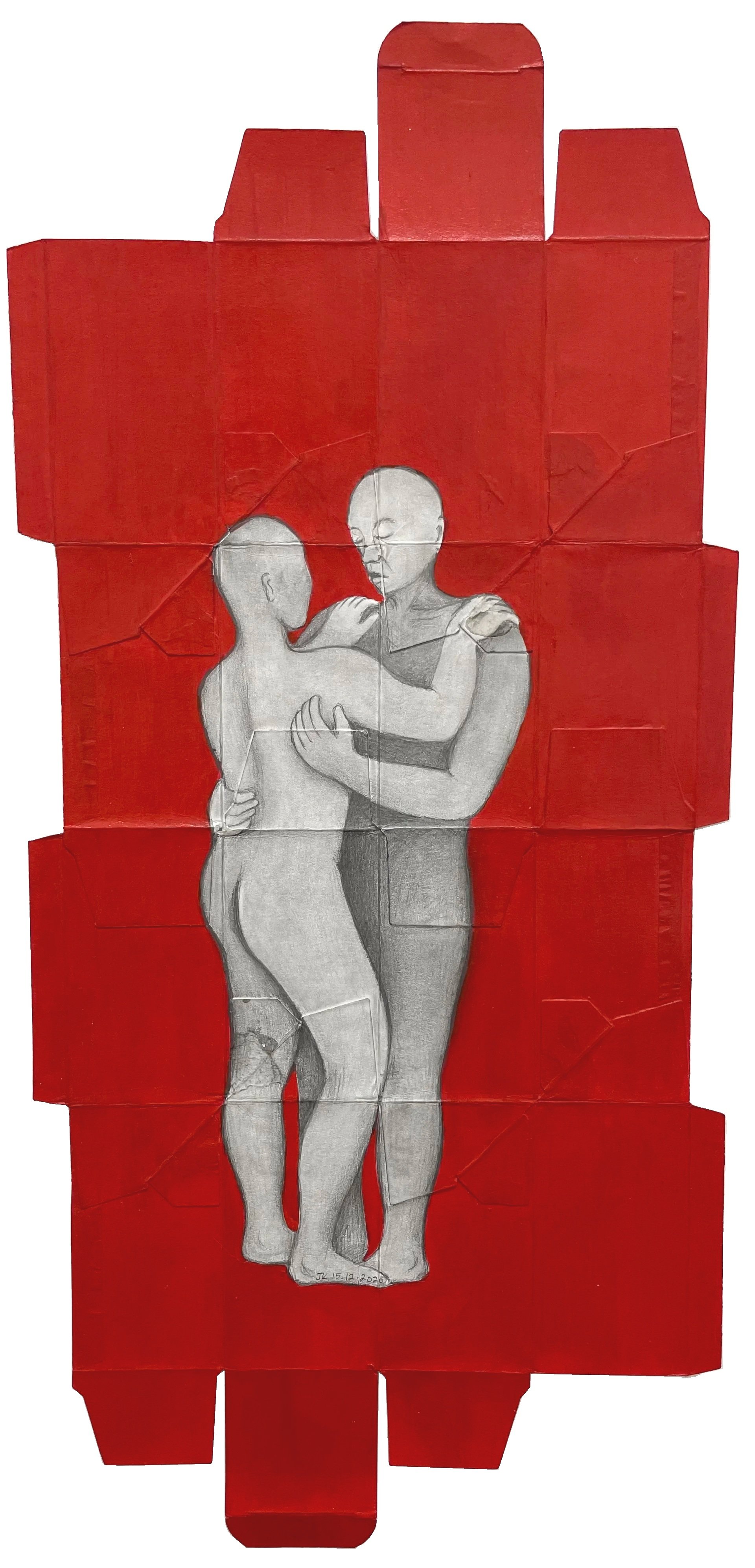 “The Background Dancers” (2019)
Graphite and acrylic on HIV medication packaging
46cm x 21cm 