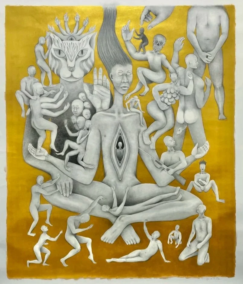 “The Multitudes” (2020)
Graphite and acrylic on paper
106.5cm x 100.5cm