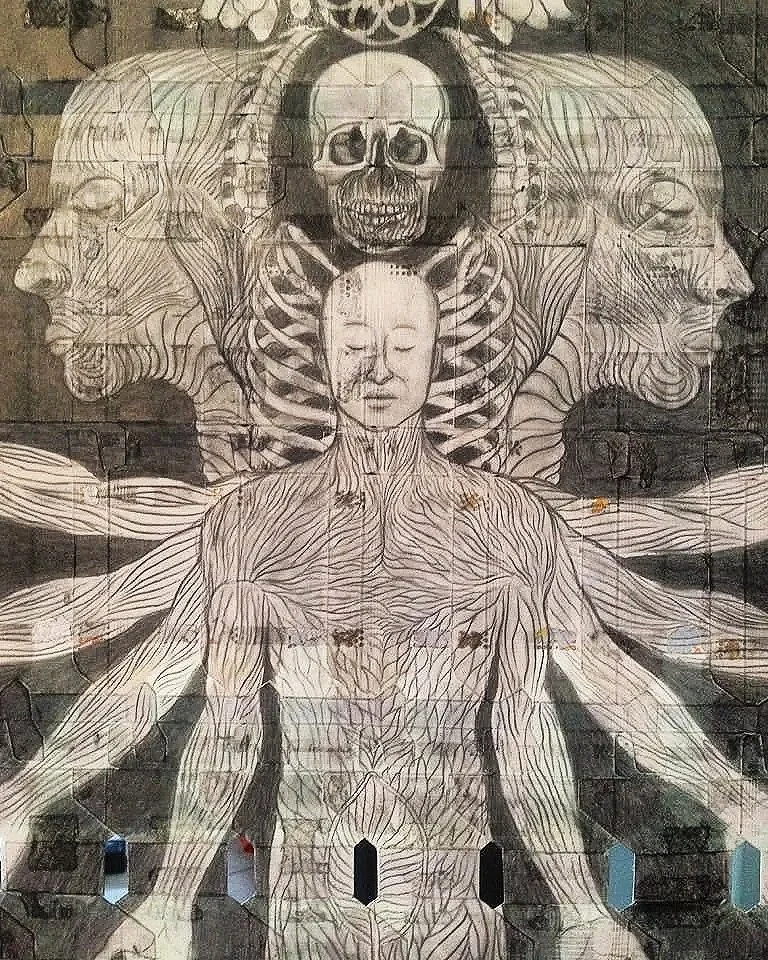 Detail from "Memento mori/Smoke and Ashes (Kretek version), or Yes, yes, I smoked it all" (2017) 