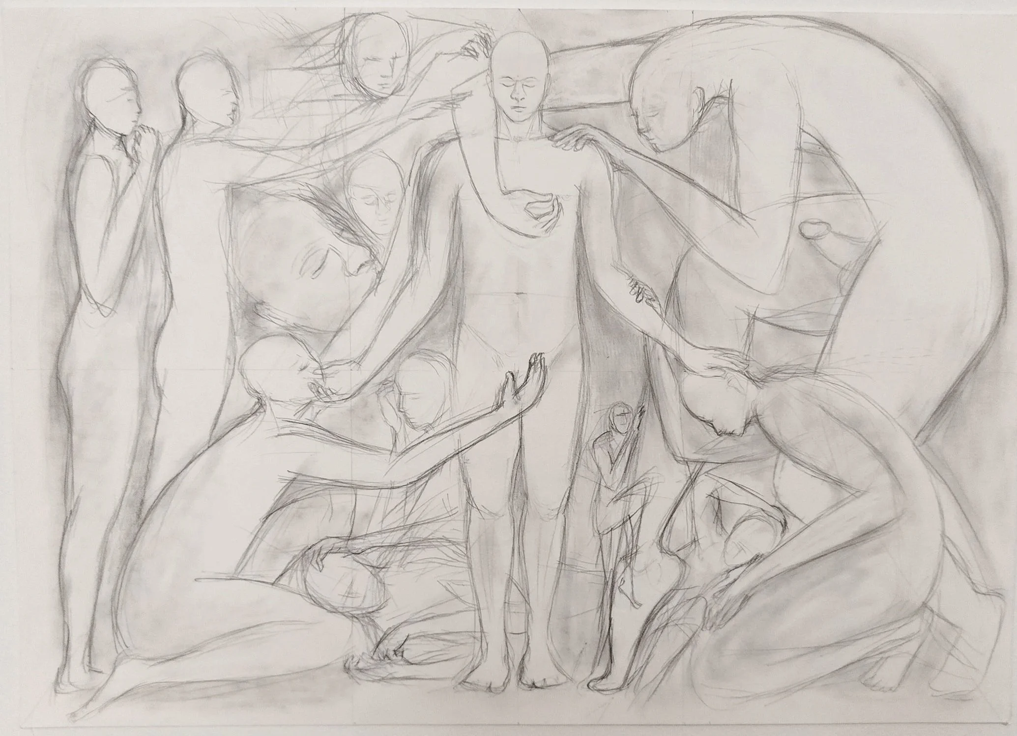 
Original sketch for "The Questions" (2024) | Graphite on paper