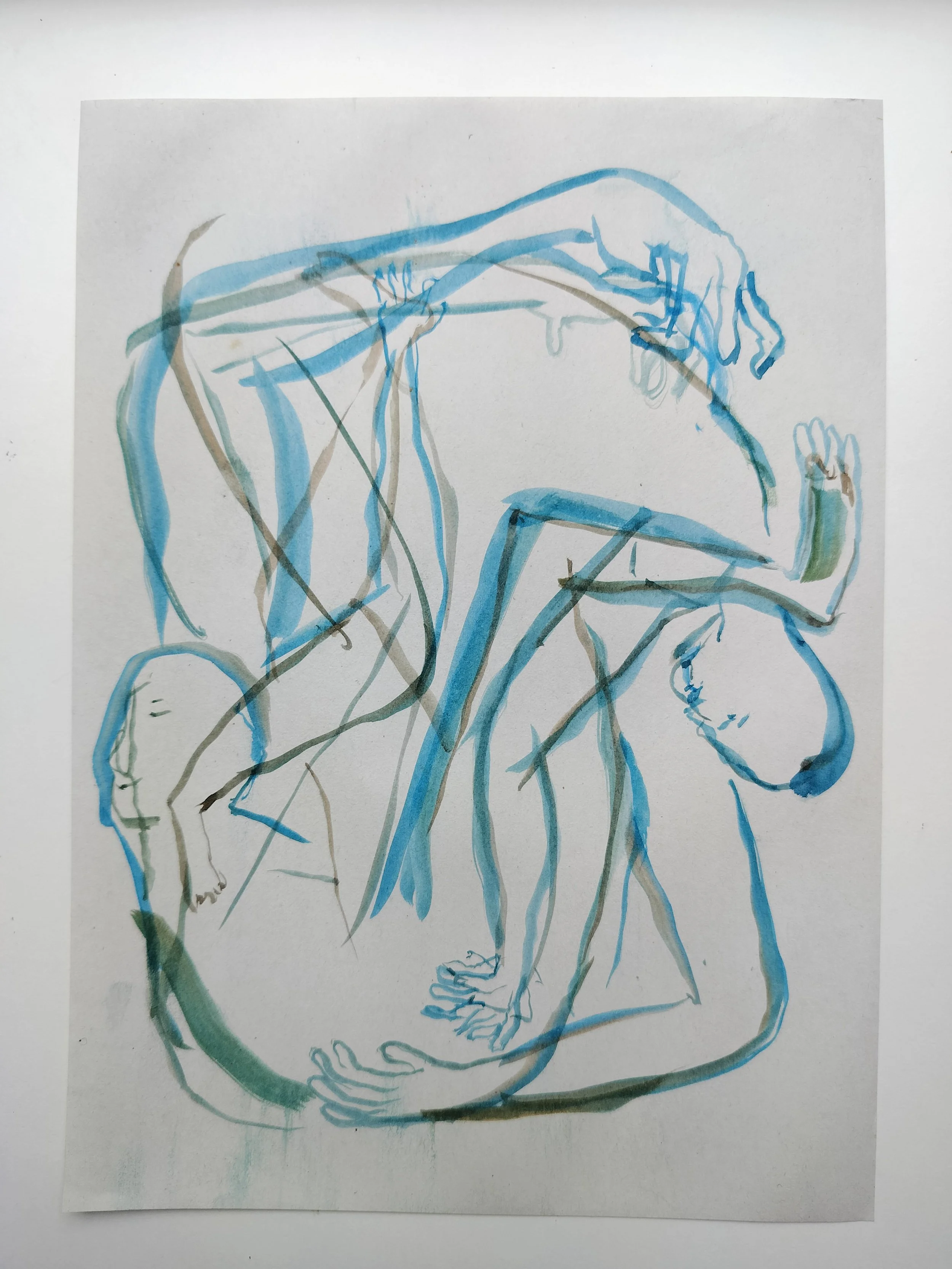"100 Figures" (2024) 
Watercolour on recycled A4 paper