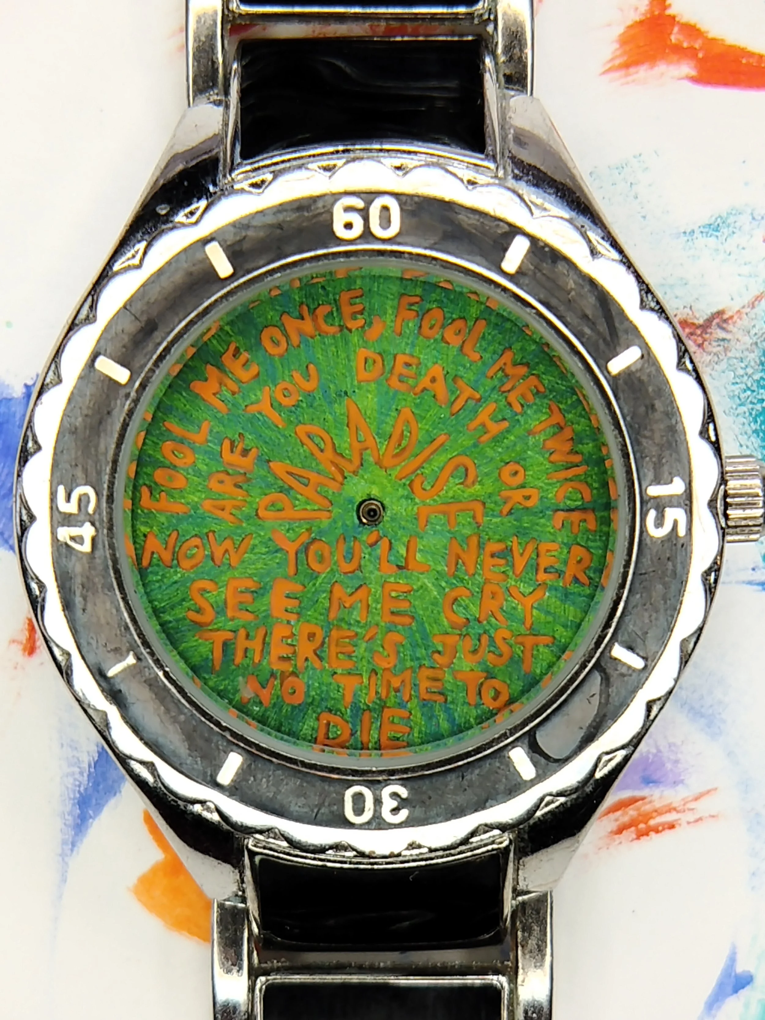 "Time Talisman (2024)" | Acrylic on used wristwatch
