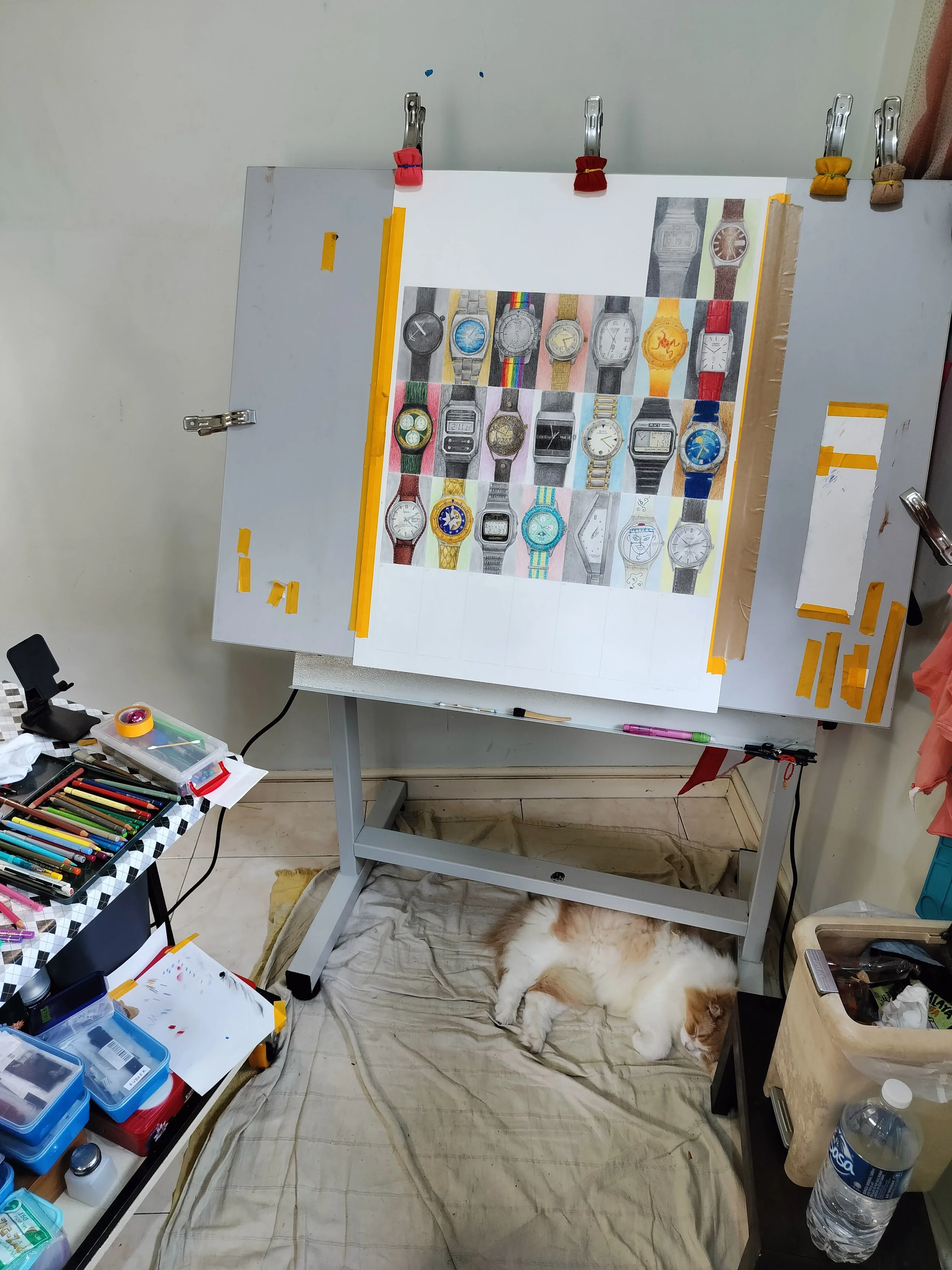 Working on "Calendar: June" (2024) in the studio