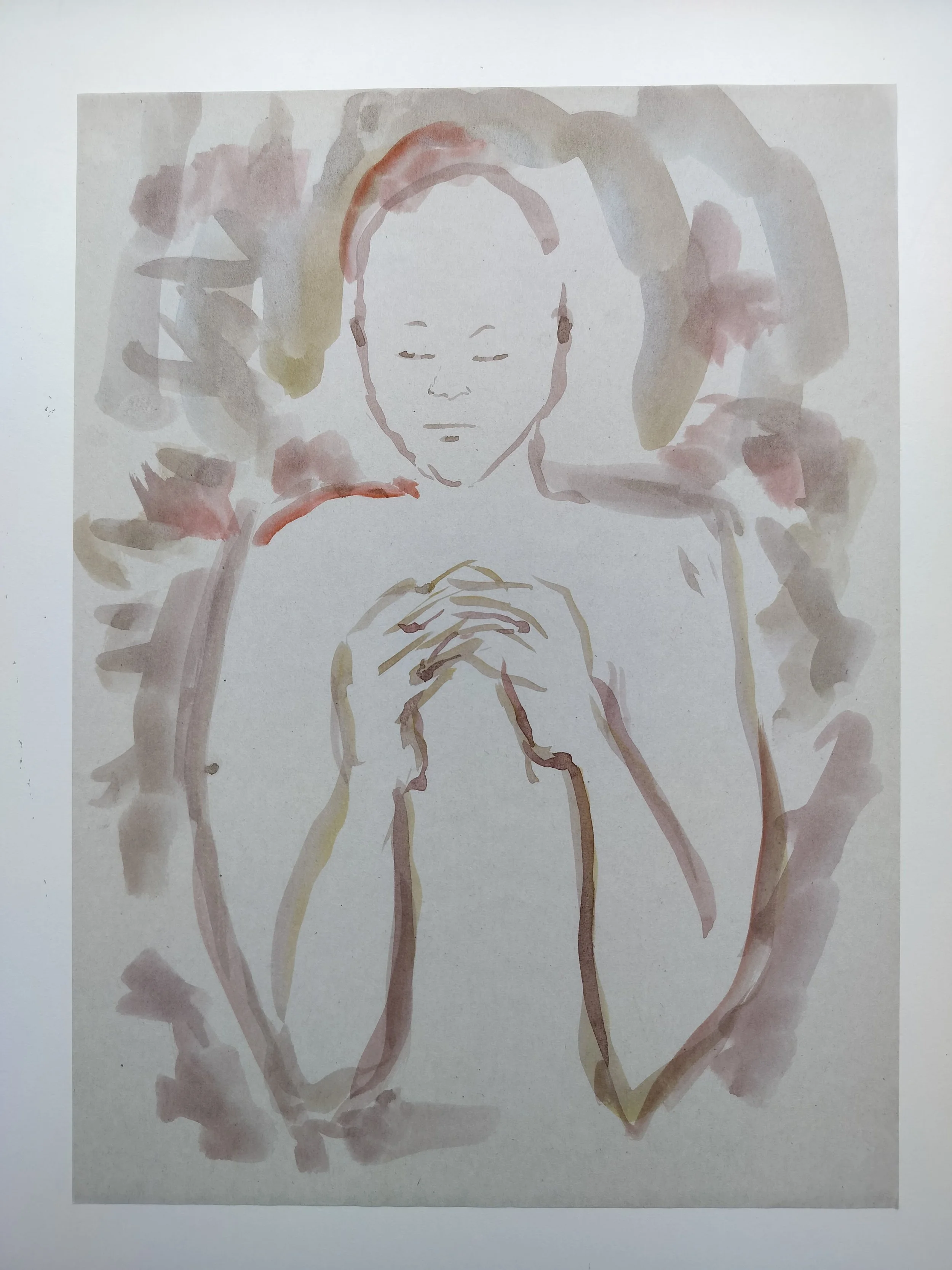 "100 Figures" (2024) 
Watercolour on recycled A4 paper