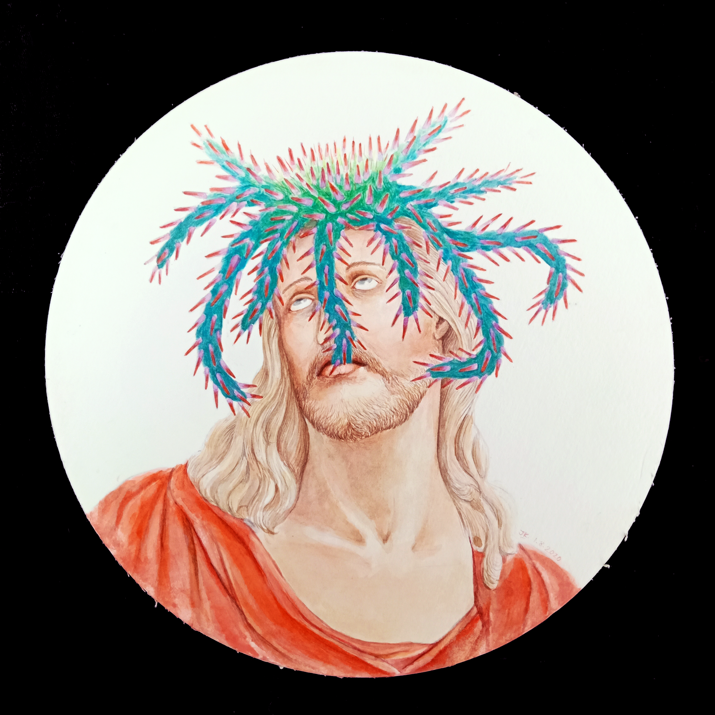 "Crown-of-Thorns Starfish" (2020) | Watercolour on paper | 25cm in diameter | Private collection