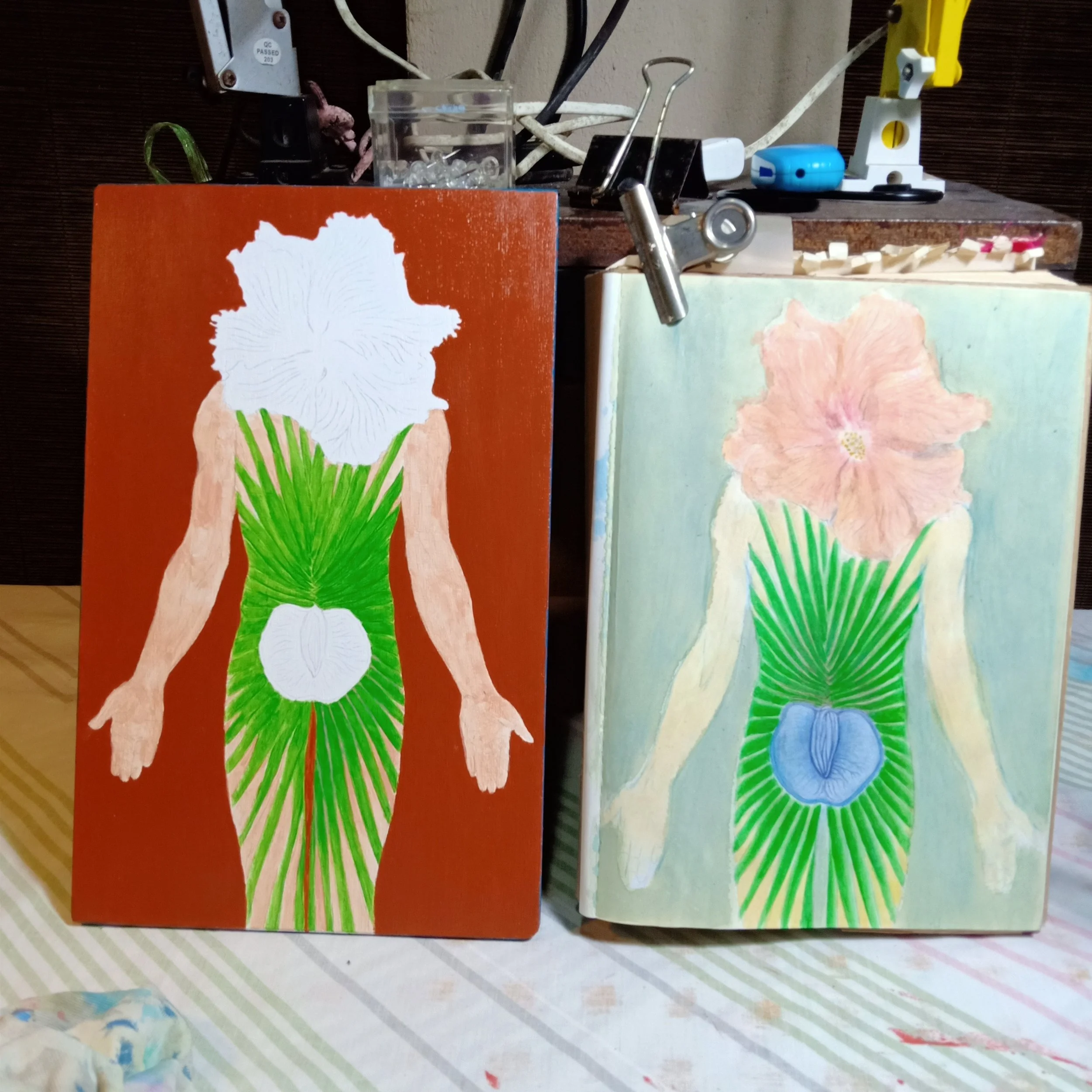 "The Unyielding" in progress, seen with the original draft