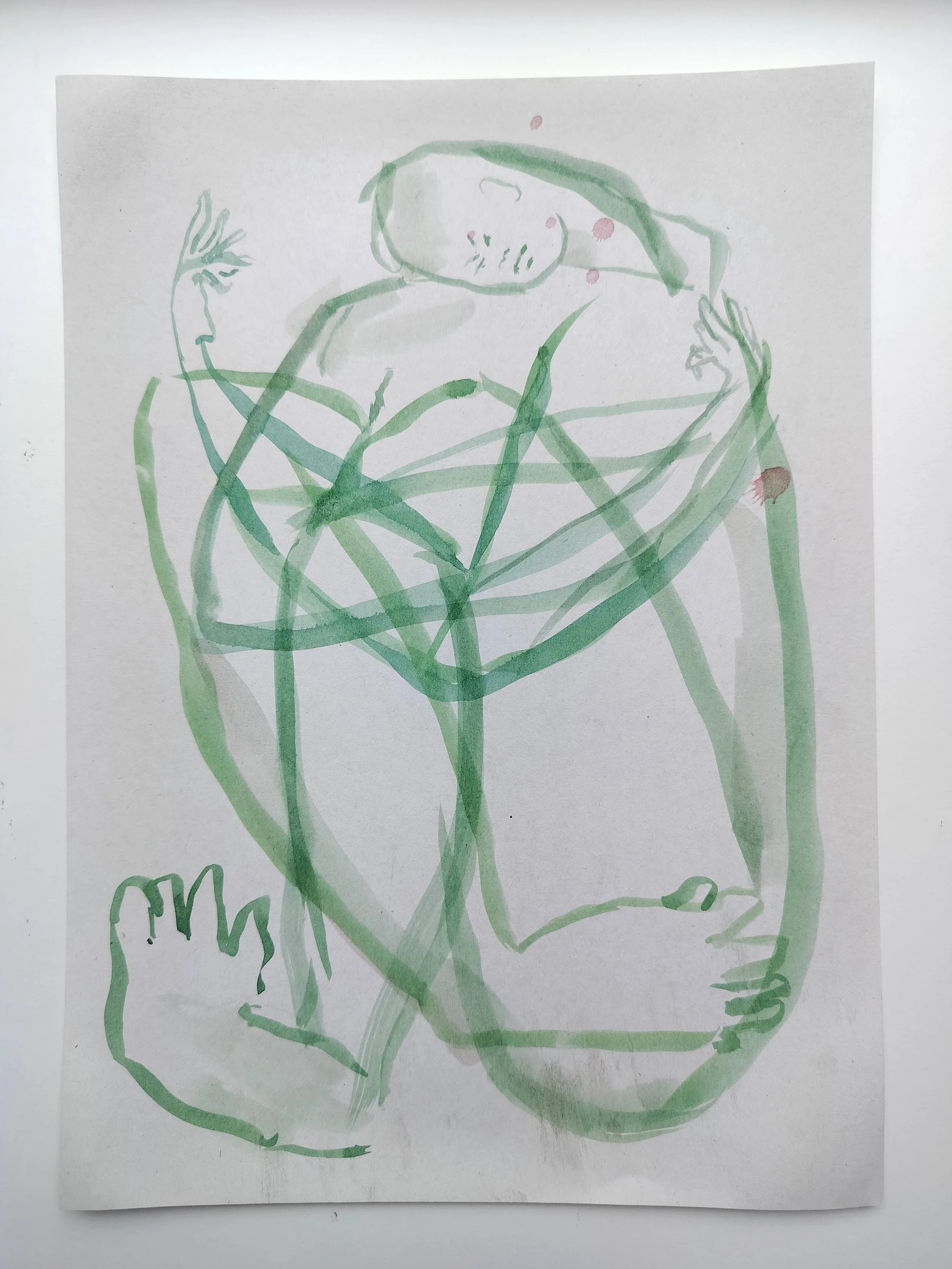 "100 Figures" (2024) 
Watercolour on recycled A4 paper
