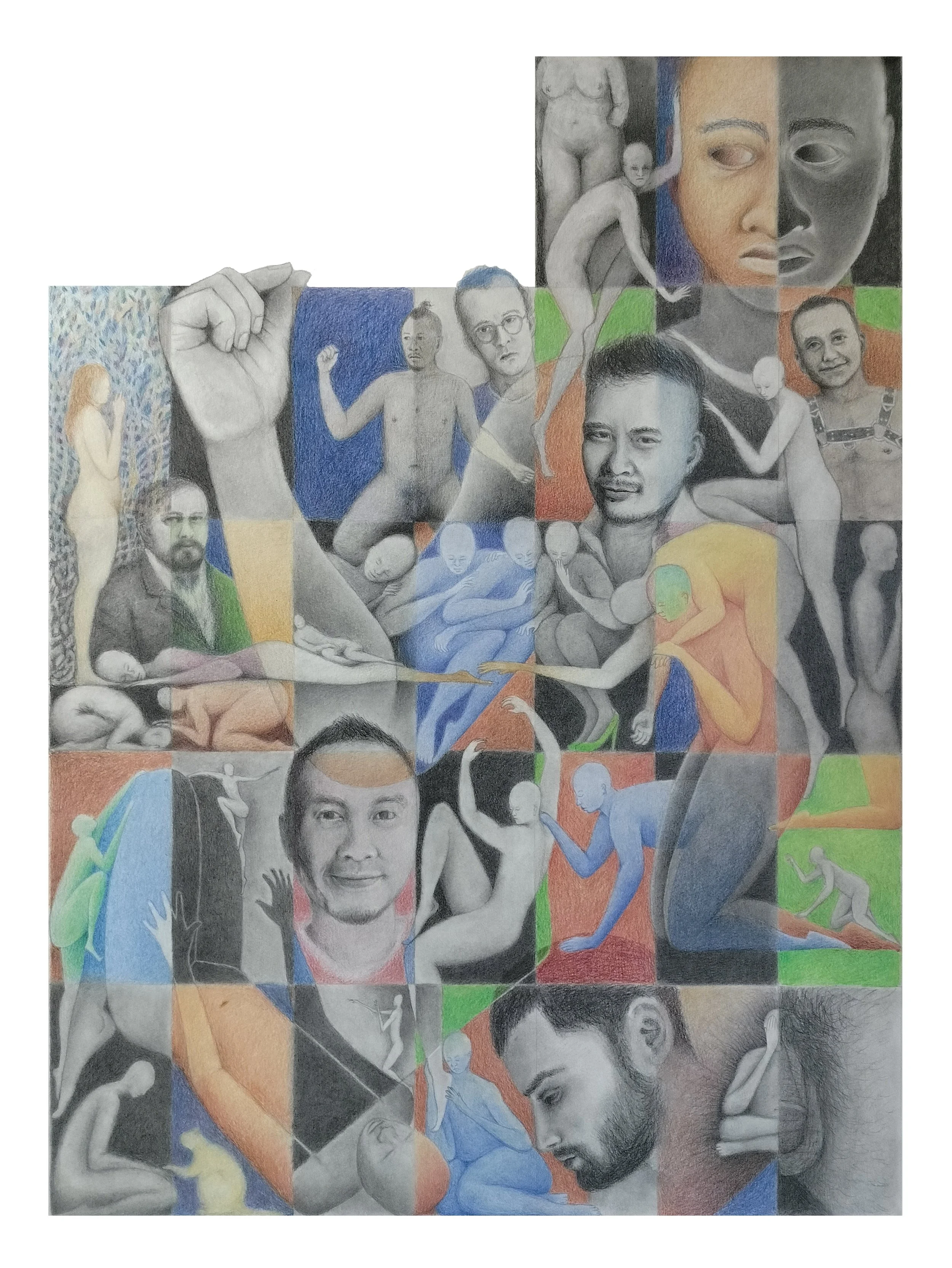 "Calendar: March" (2024) | Graphite and colour pencil on paper | 57cm x 76cm