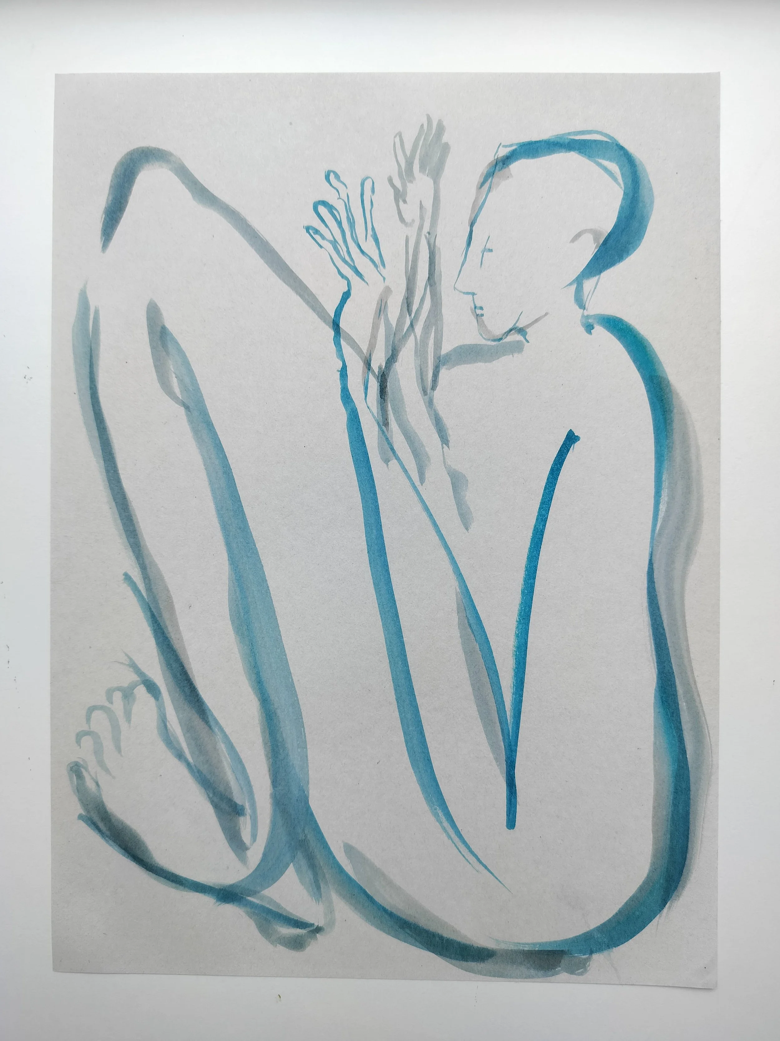 "100 Figures" (2024) 
Watercolour on recycled A4 paper