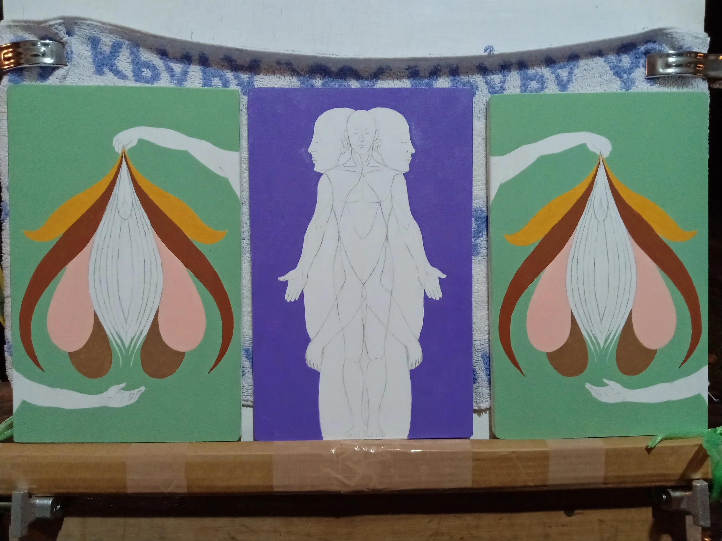 Underpainting for "The Flower" in progress
