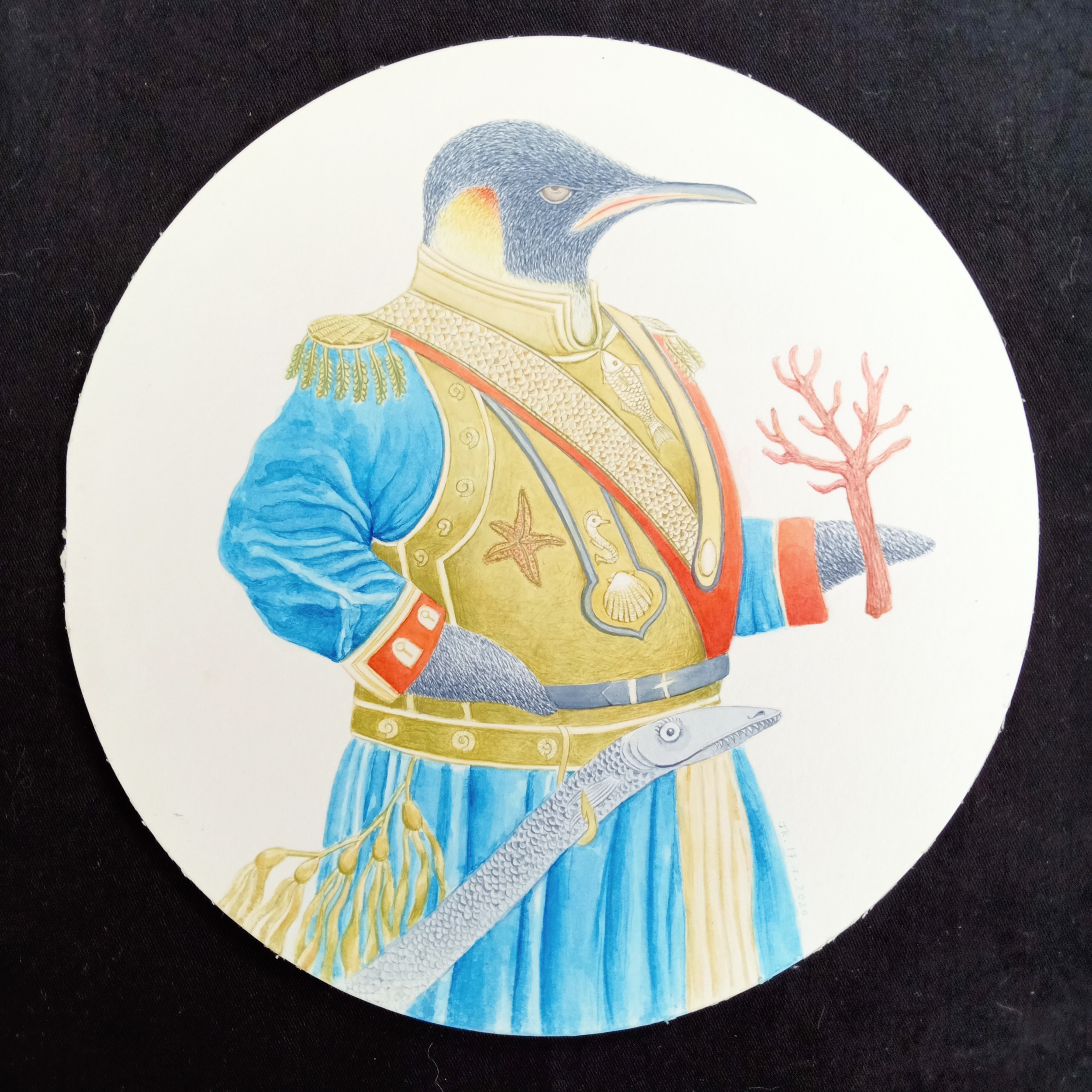 "Emperor Penguin" (2020) | Watercolour on paper | 25cm in diameter | Private collection
