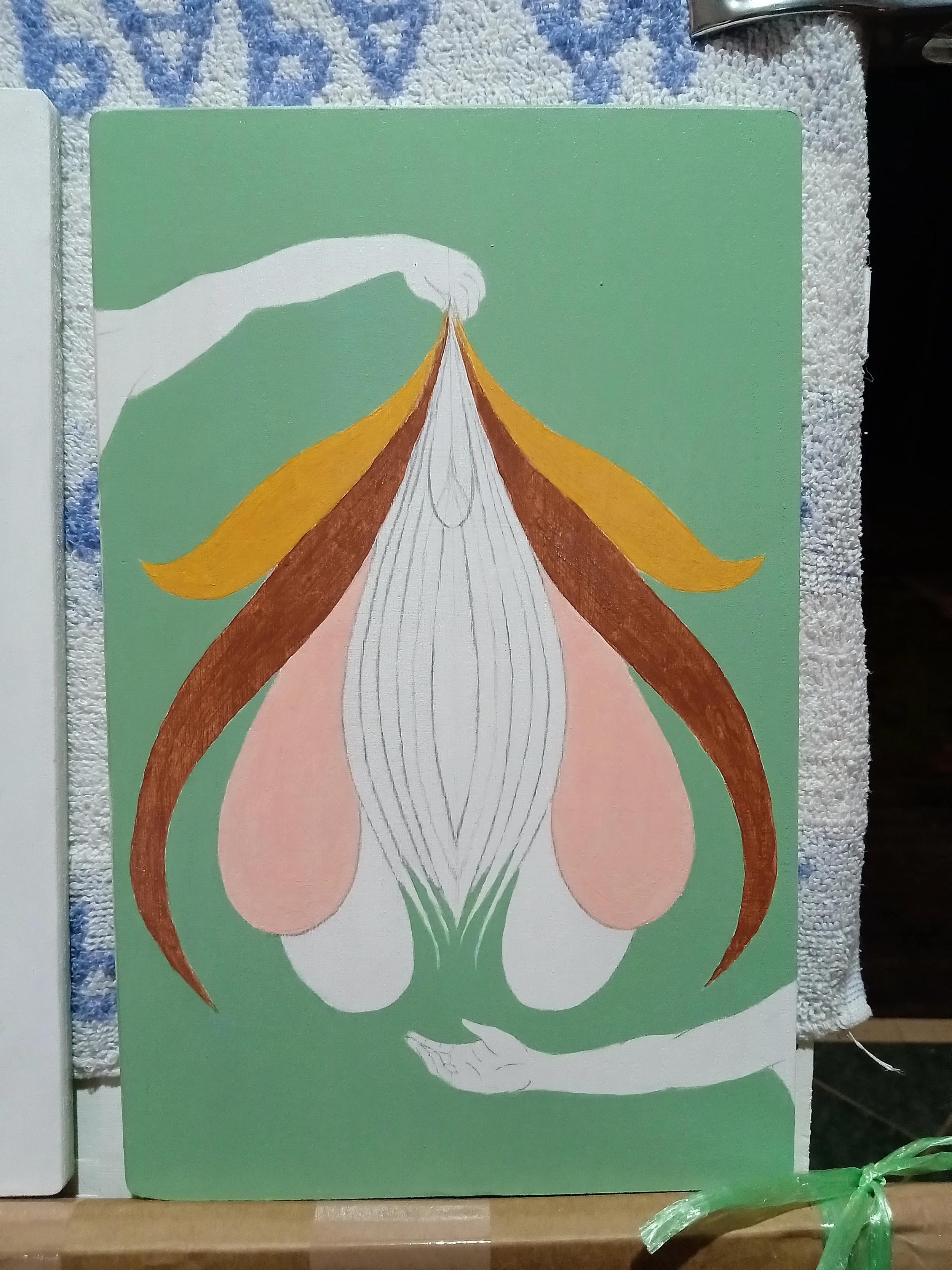 Underpainting for "The Flower" in progress