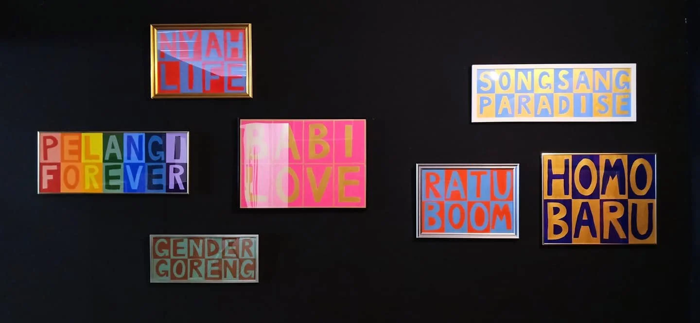 Selection of works from the "Pondan Nation"
series (2018) | Variable dimensions | Acrylic on paper
