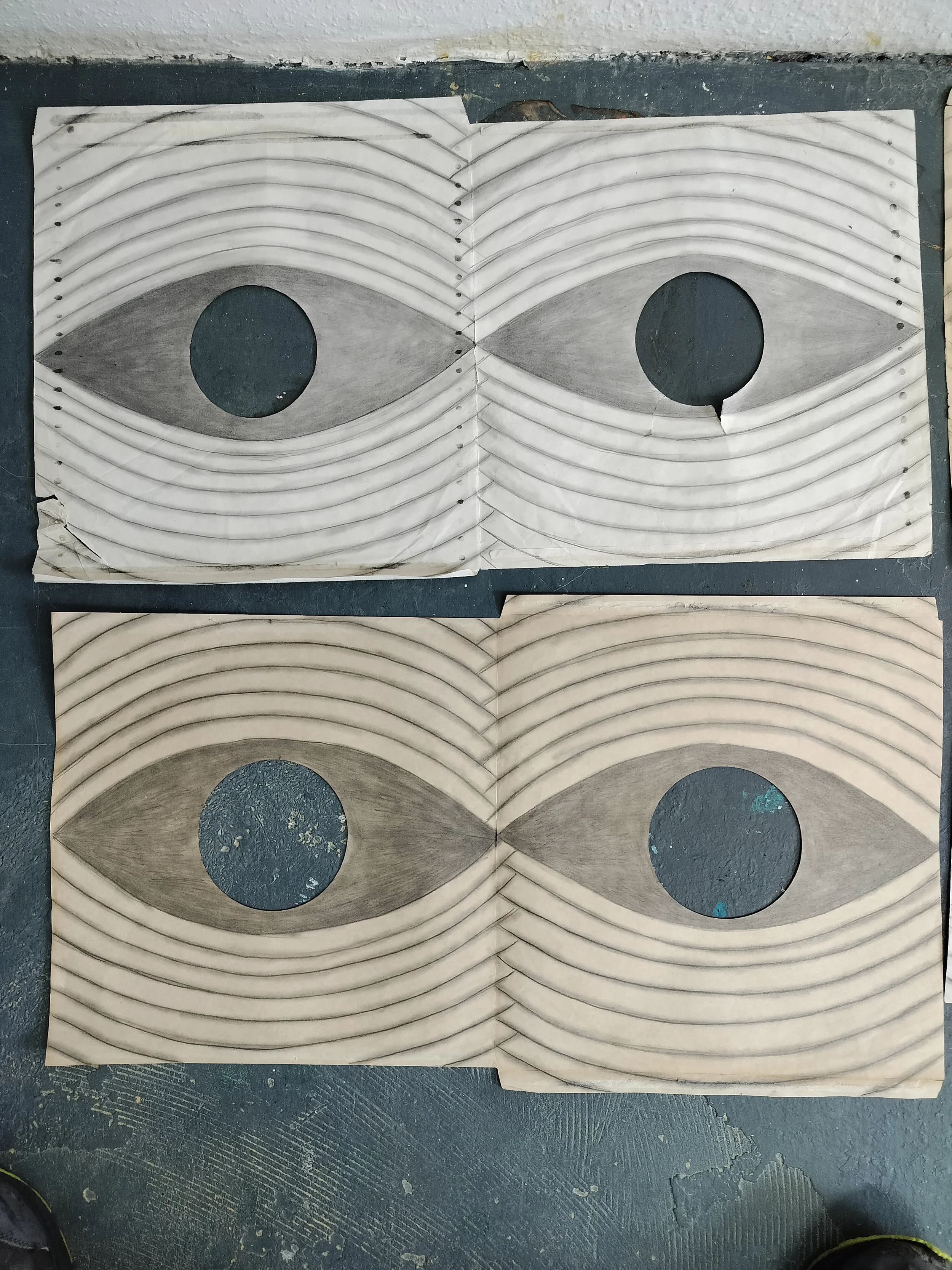 Working on "Reveal" (2024) in the studio at basis e.V. Frankfurt