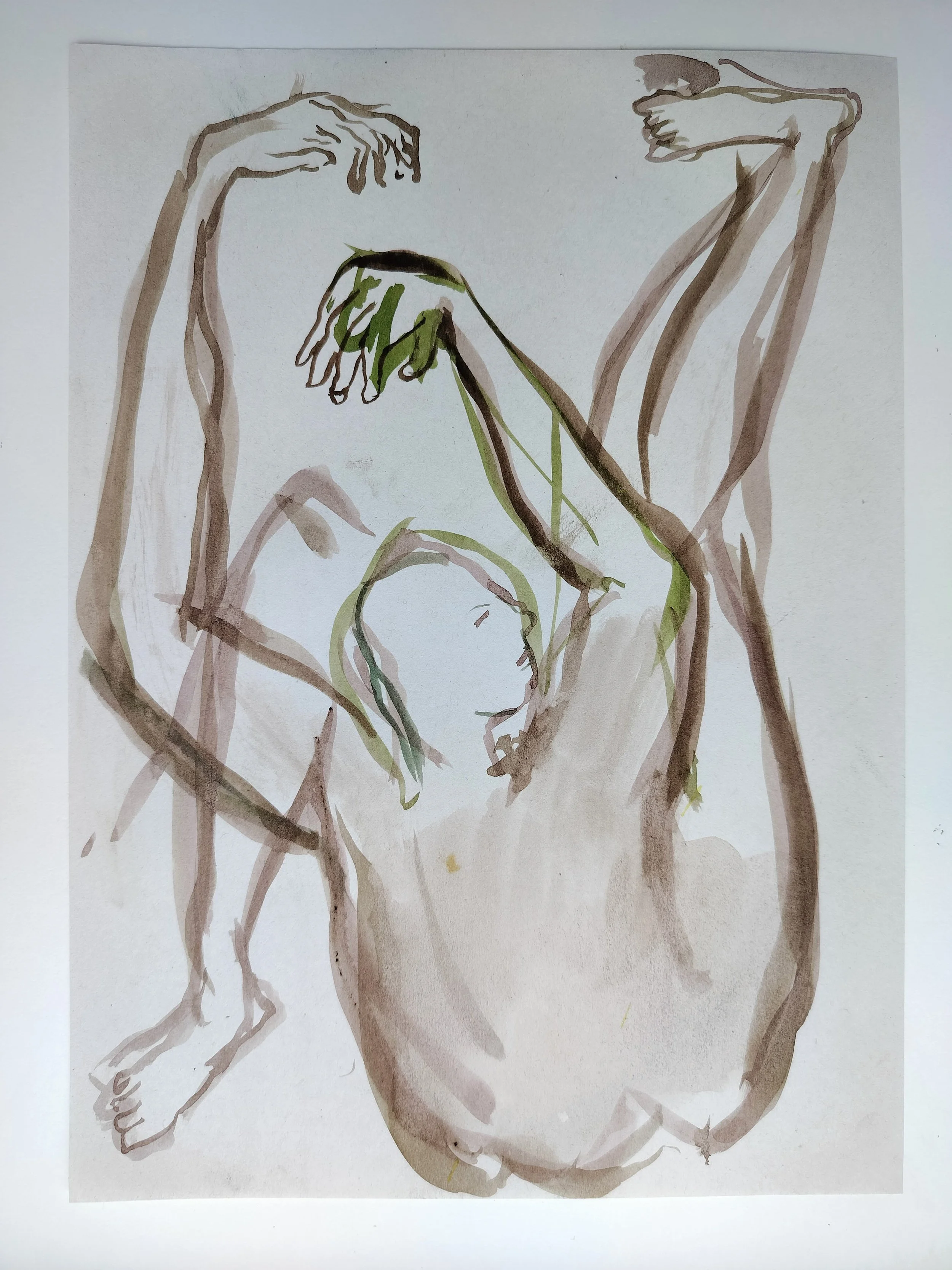 "100 Figures" (2024) 
Watercolour on recycled A4 paper