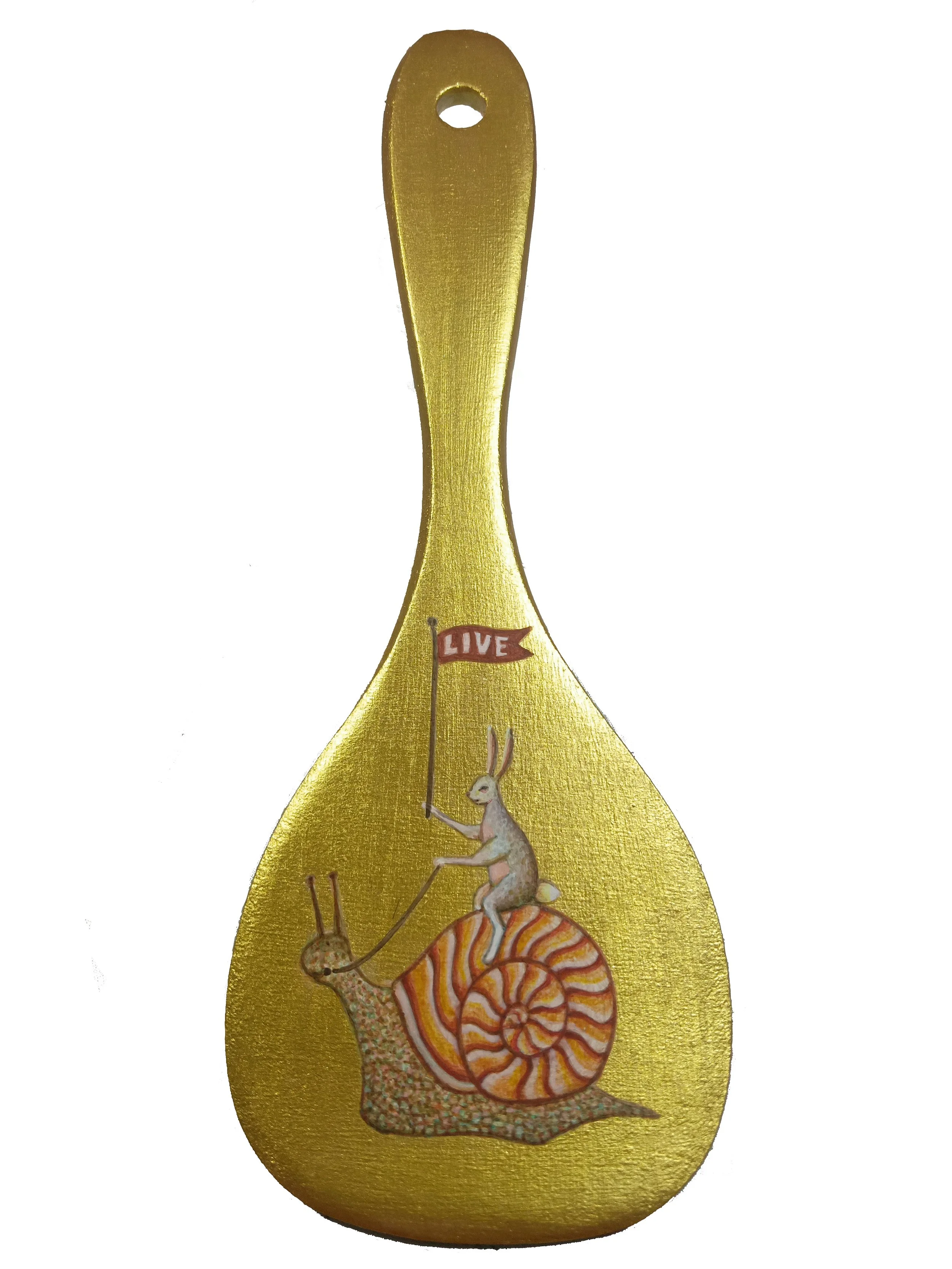 "The Spoon of LIVE" (201 )
Acrylic on wooden spoon
21.5cm x 8cm x 3cm