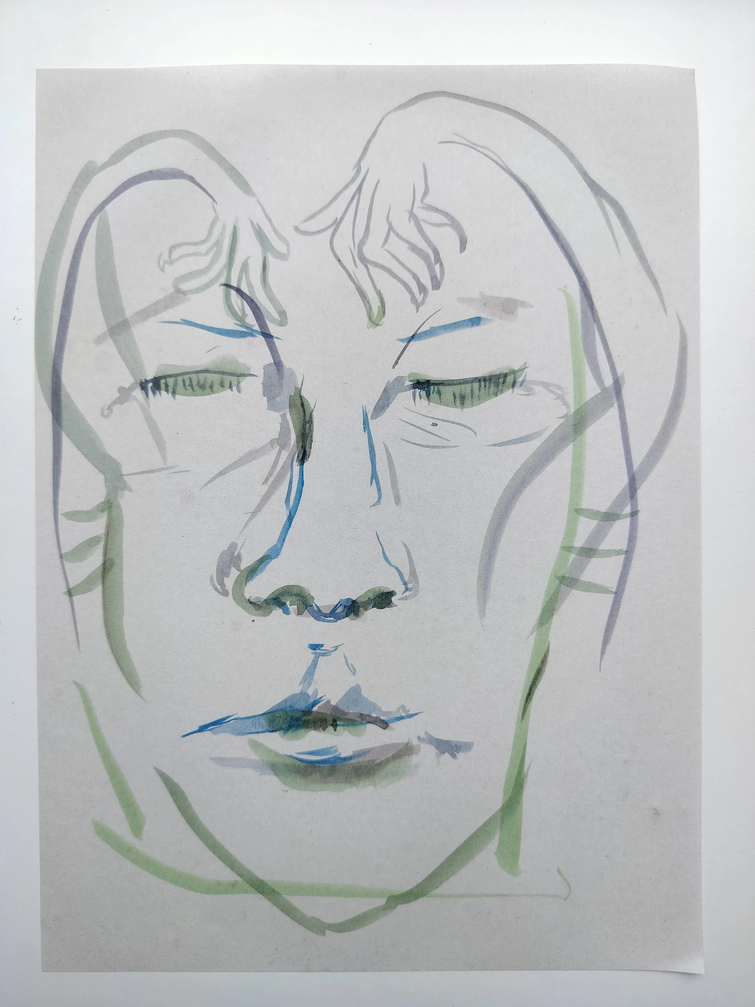 "100 Figures" (2024) 
Watercolour on recycled A4 paper