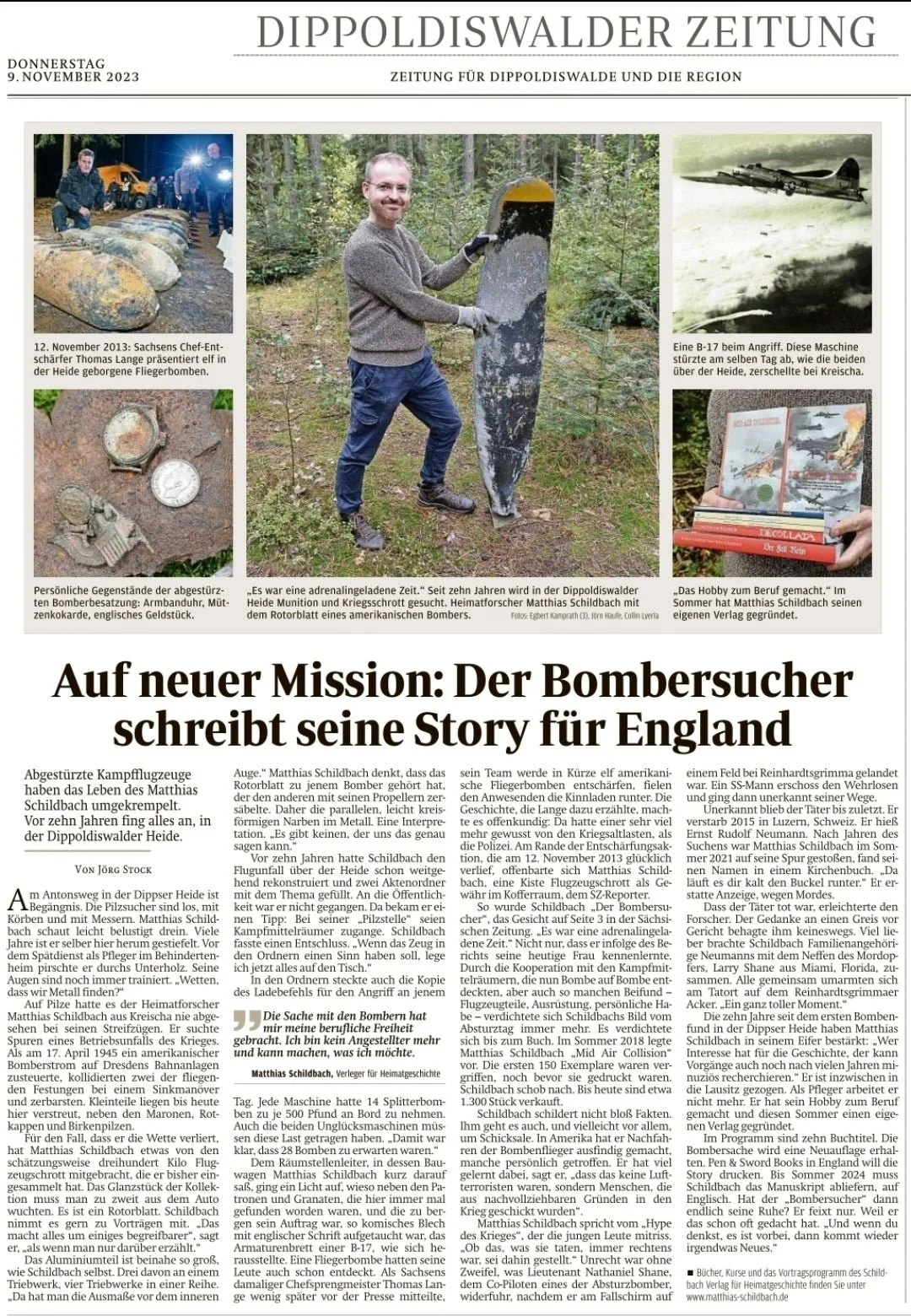 Auf neuer Mission: Der Bombersucher schreibt seine Story für England