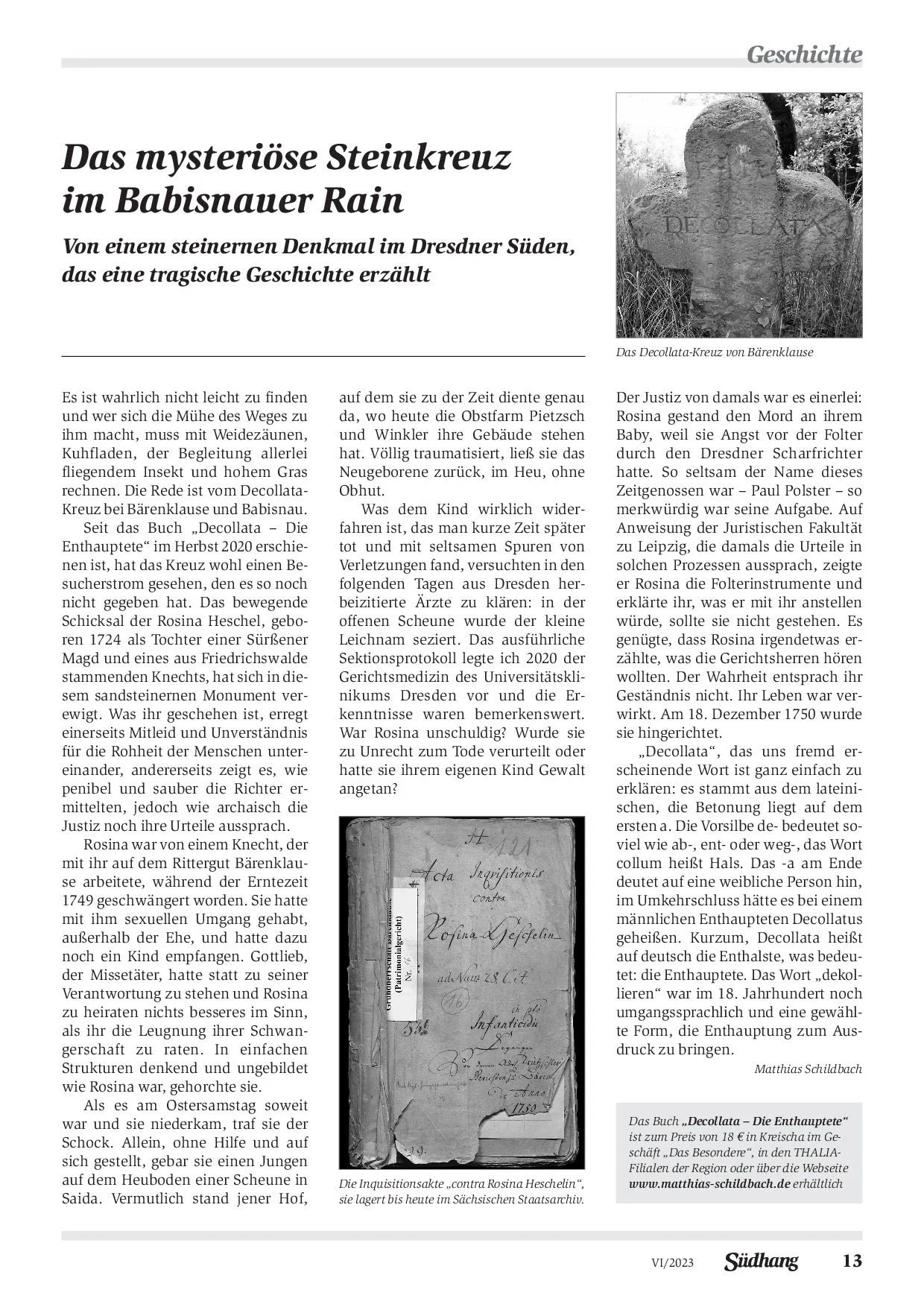 Das mysteriöse Steinkreuz im Babisnauer Rain