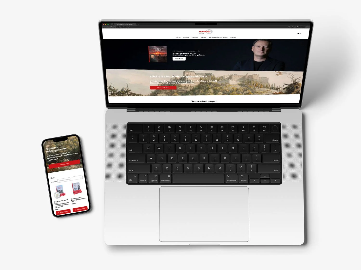 Übersicht des neuen Online-Shops im Schildbach Verlag