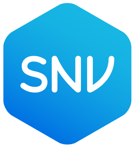 SNOV, a cloud services company logo on a blue background.