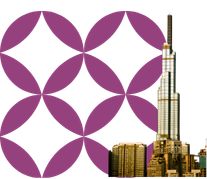 The image features a city skyline with the Empire State Building and a large purple flower pattern in the background.