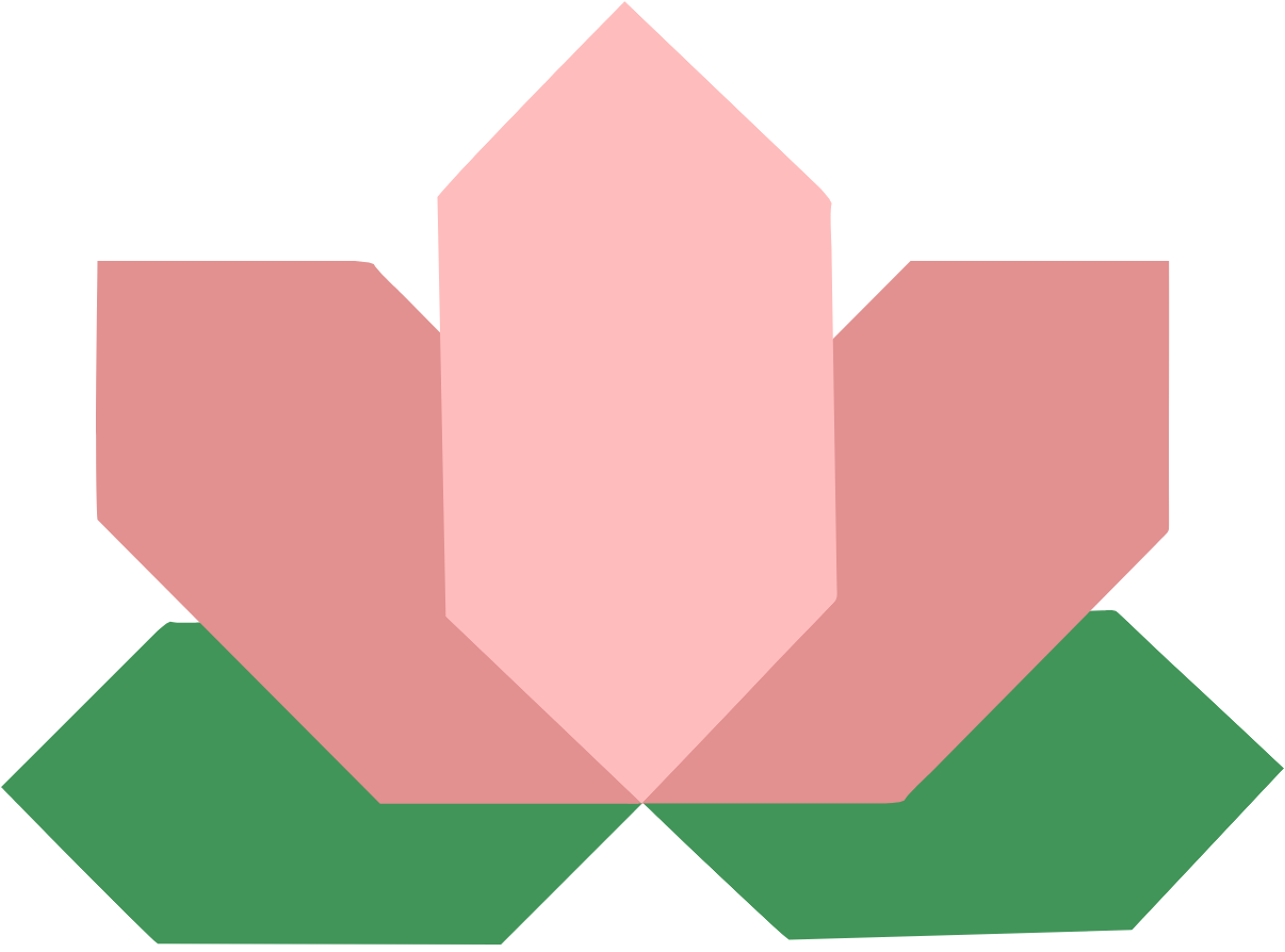 Geometric abstract art with pink, green, and black shapes.