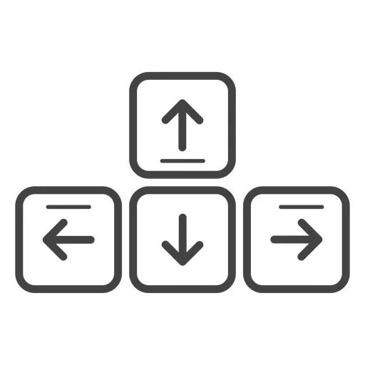 Icons of four arrows pointing up, down, left, and right, arranged in a square pattern.