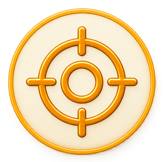 A neon sign of a target with concentric circles and crosshairs.